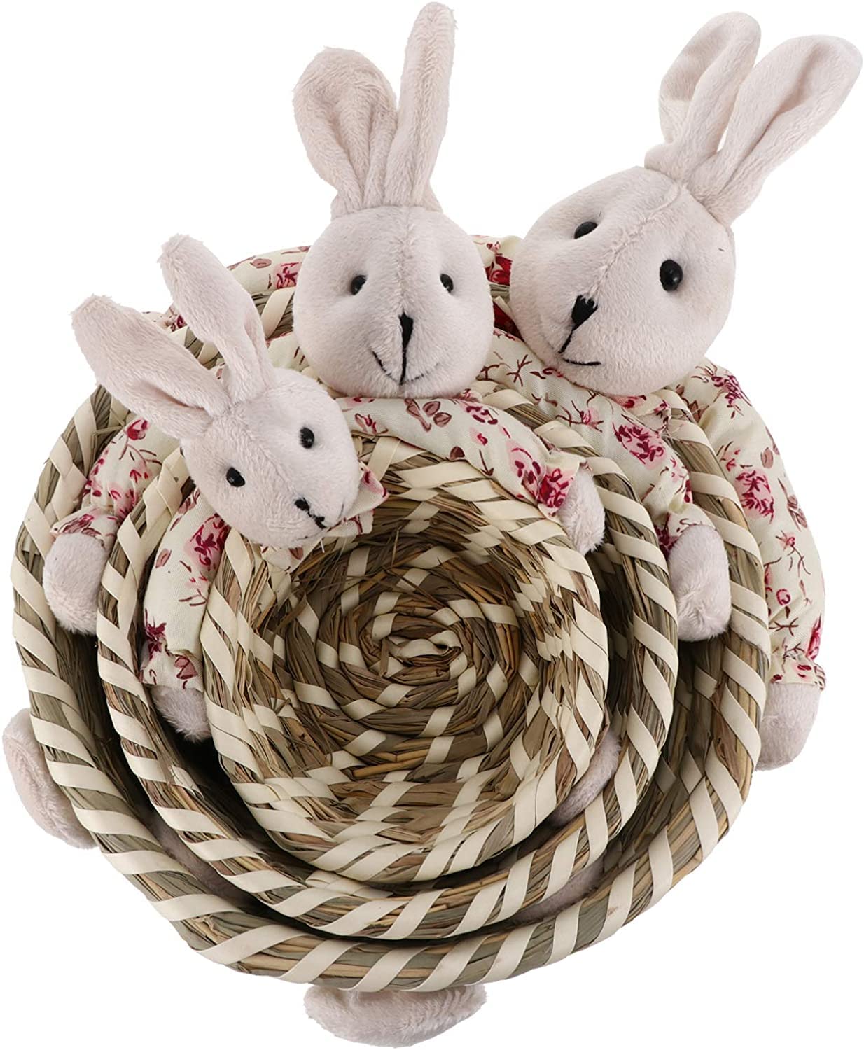 Confezione regalo di caramelle3 pezzi Cestino da picnic in vimini Coniglietto Cesto pasquale Paglia intrecciata Ciotola for caramelle Cesto pasquale intrecciato a mano Uova di Pasqua e cesto di carame