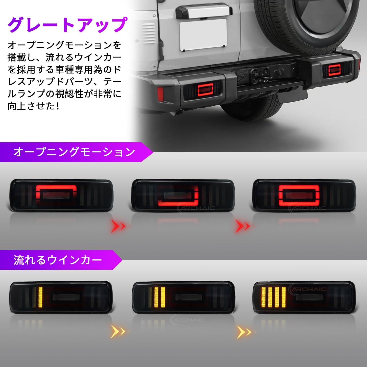 Amazon | Archaic トヨタ ランドクルーザー70 リアバンパーランプ 全 