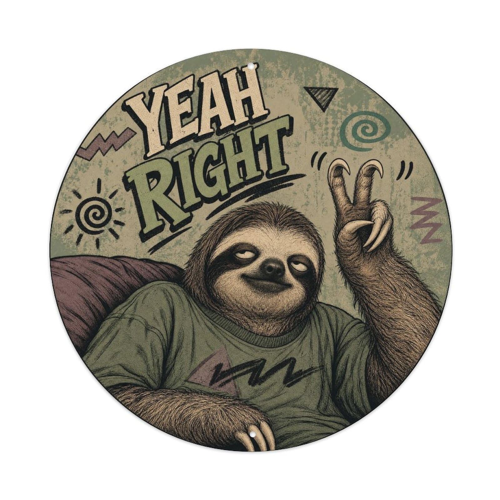 Okngb Style Sloth Sticker Pose Comic Animal Classic Cartoon Vintage Metal Tin Sign Plaque Wall Decor For Cafe, Man Cave, Club Bar, Office, Home Garden Round Metal Poster 8X8inch