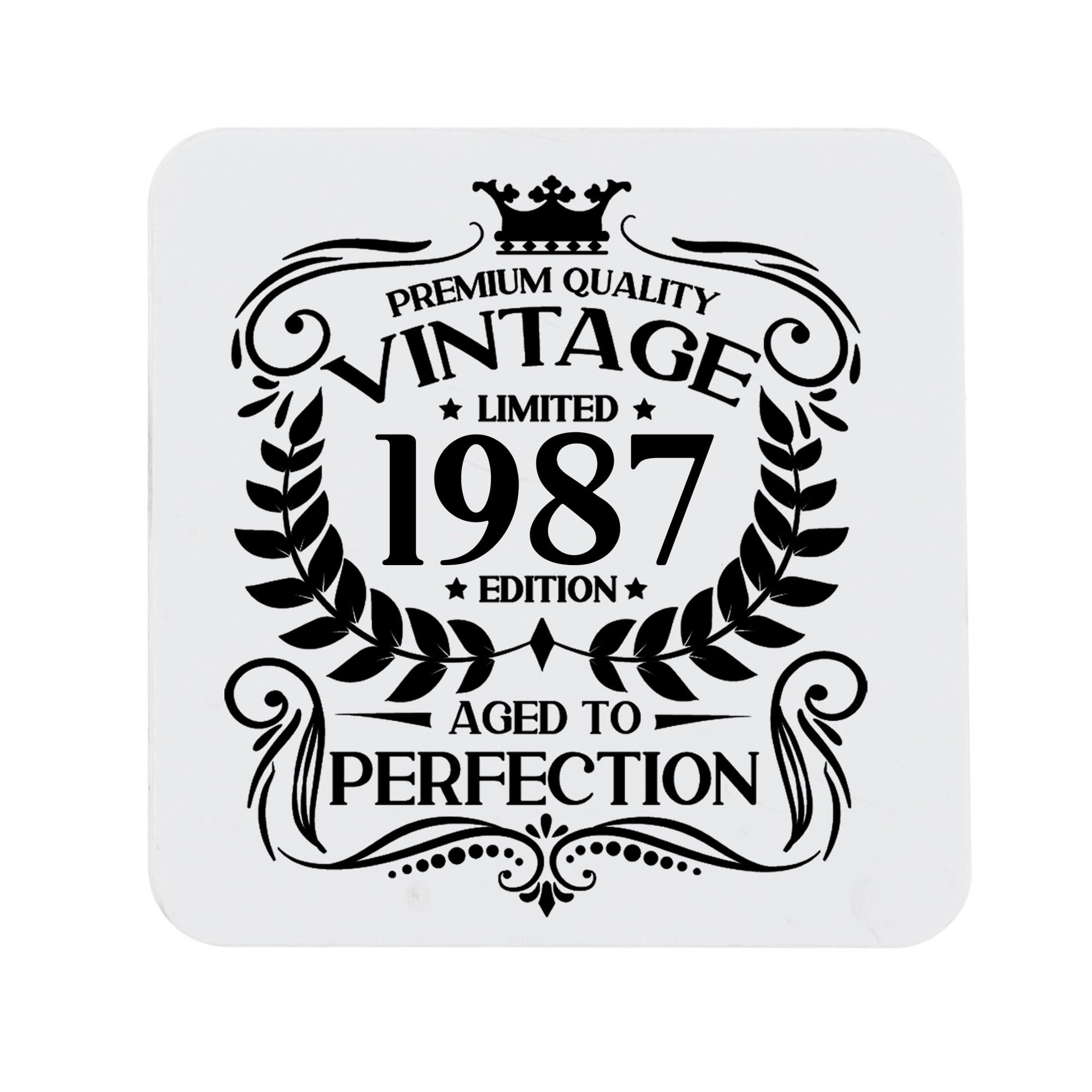 39th Birthday Gift for Men Vintage 1987 Aged to Perfection Printed Coaster Present for 39 Year Old Etched Printed Placemat (Printed Coaster) — image 1