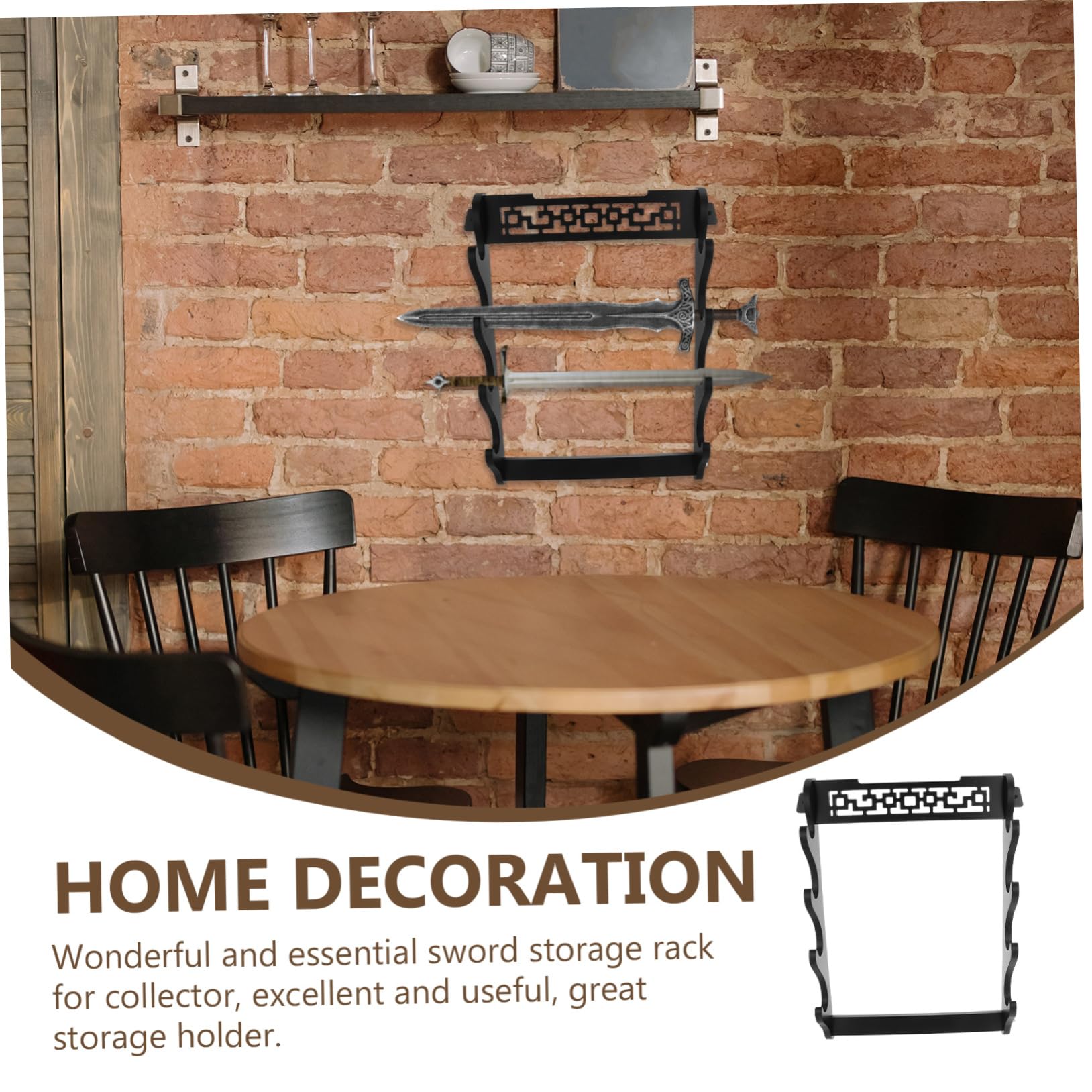 Soporte para Espada de Pared Multicapas de Madera Negro para Coleccionistas