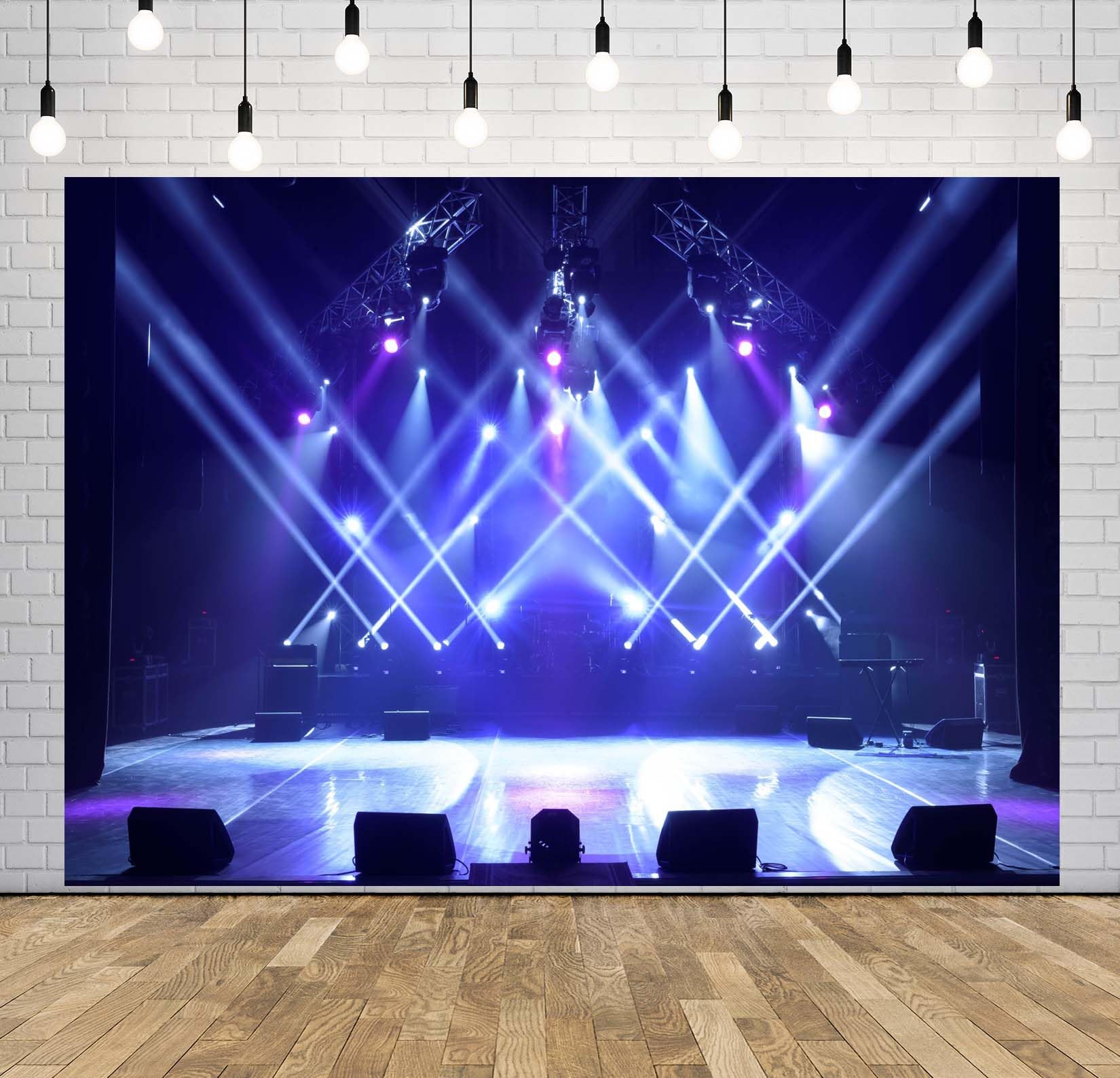 BELECO 4.6x2.5m Sfondo in tessuto Palco musicale | Palco concerto fari blu viola spettacolo gruppo rock sfondo festa musica dj shooting studio foto