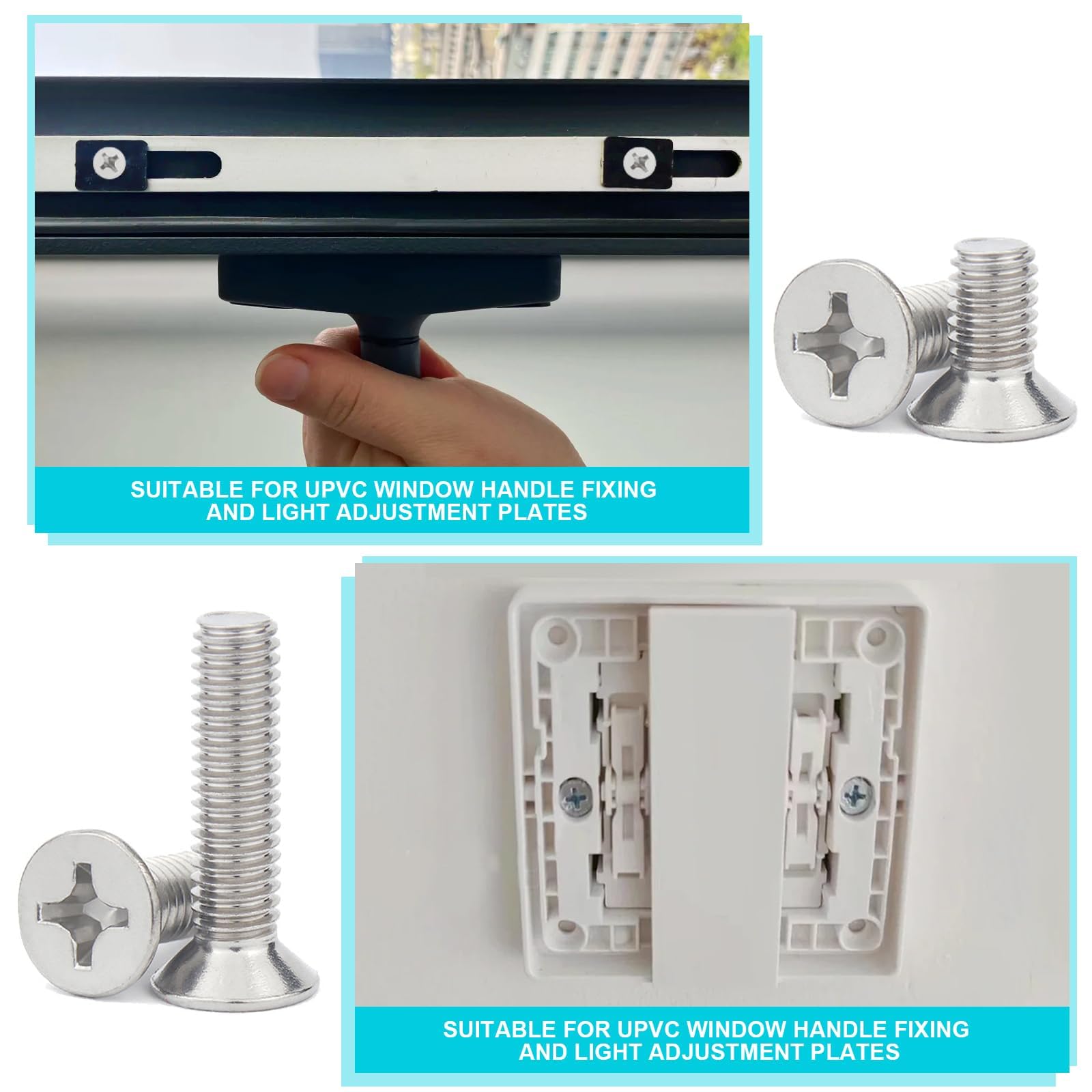 Kit 20 Viti per Riparazione Porte e Finestre UPVC | M3.5 M4 M5 Acciaio Inox | Testa Svasata (8mm/20mm) per Incontri, Ingranaggi e Maniglie