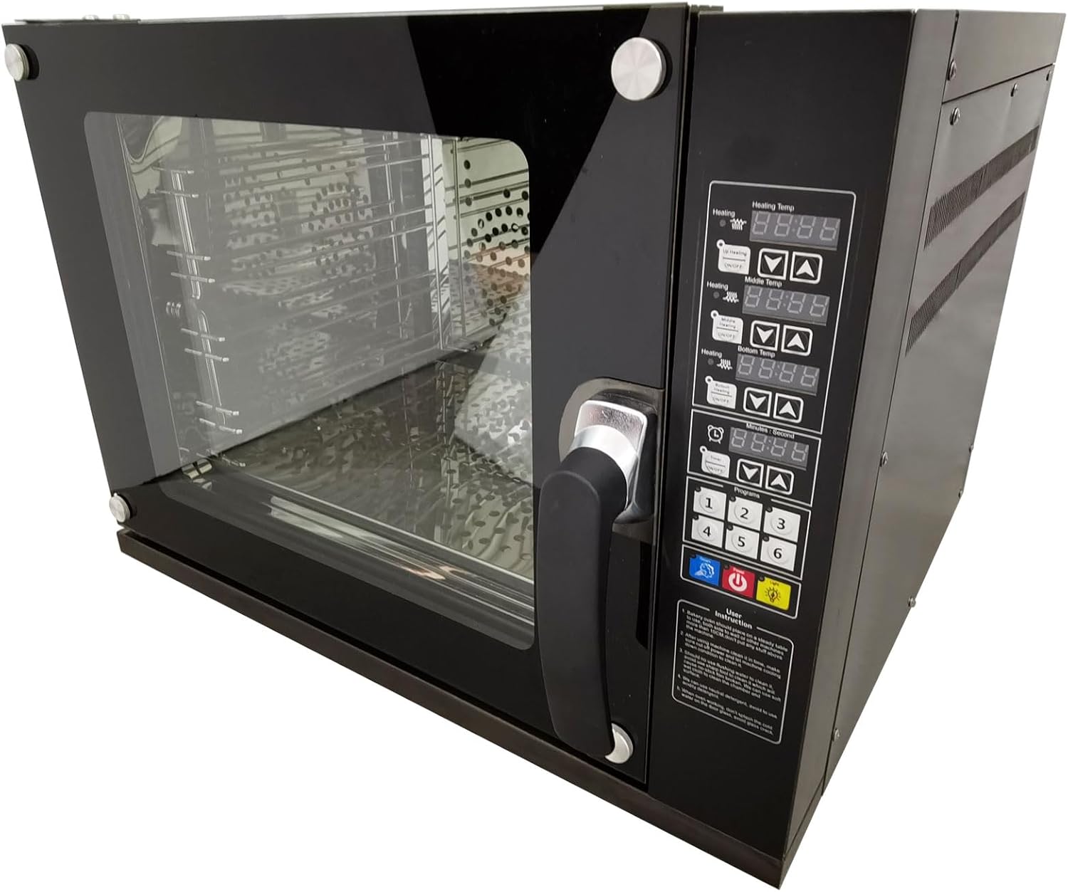 60L Commercial Countertop Convection Oven with 4 Racks 220V 5.5KW Hot Air Circulation Spray Oven 0℃-350℃ 0-120min Single Phase