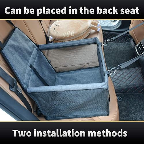 Miniatura 6 de SWIHELP Asiento de coche para cachorros asiento de coche portátil para mascotas con correa de seguridad con clip y tubo de soporte de PVC Flor negra