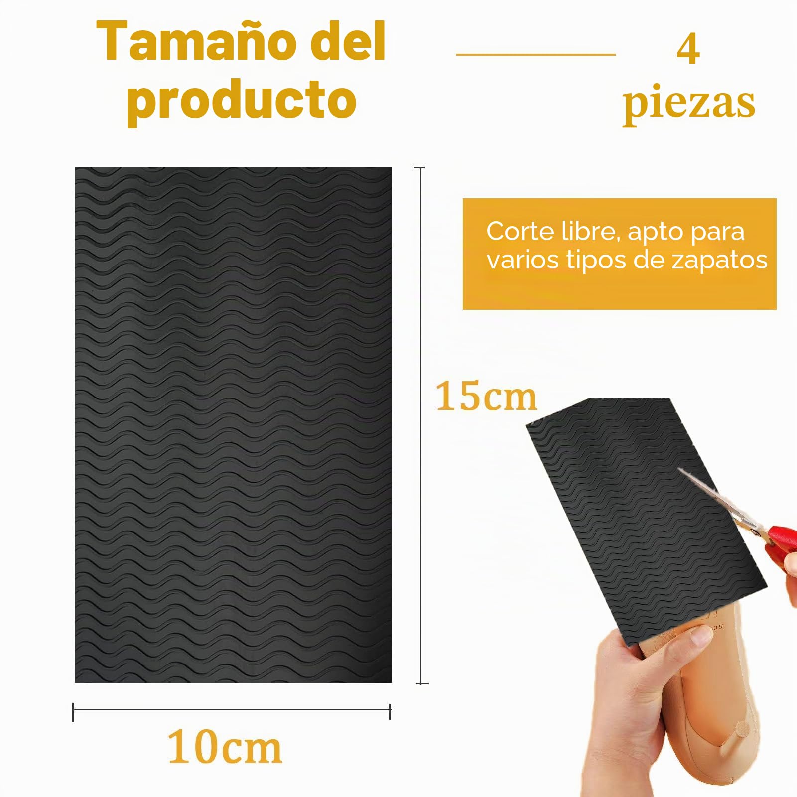 4 protectores para suelas de zapatos, Plantilla Antideslizante, Protectores para Suelas de Zapatos, Reducción de Ruido Antideslizante, Aautoadhesivas, para Suelas de Zapatos, Negro