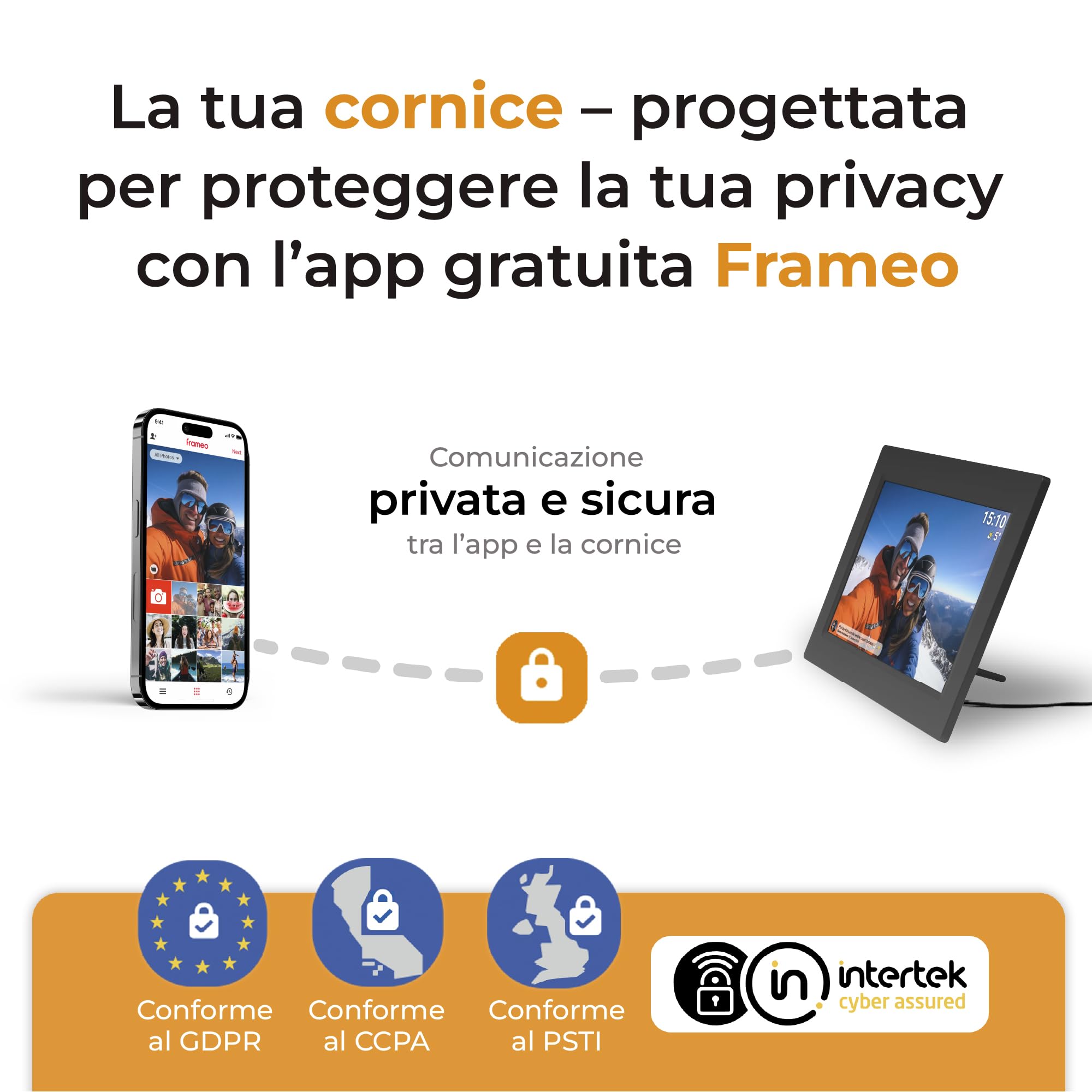 Cornice Digitale 10 Pollici WiFi – Schermo IPS HD 1280x800 – Portafoto Digitale Frameo Denver per Foto e Video – Cornice Elettronica Touchscreen Smart – 16GB Memoria – Slot microSD – Nera