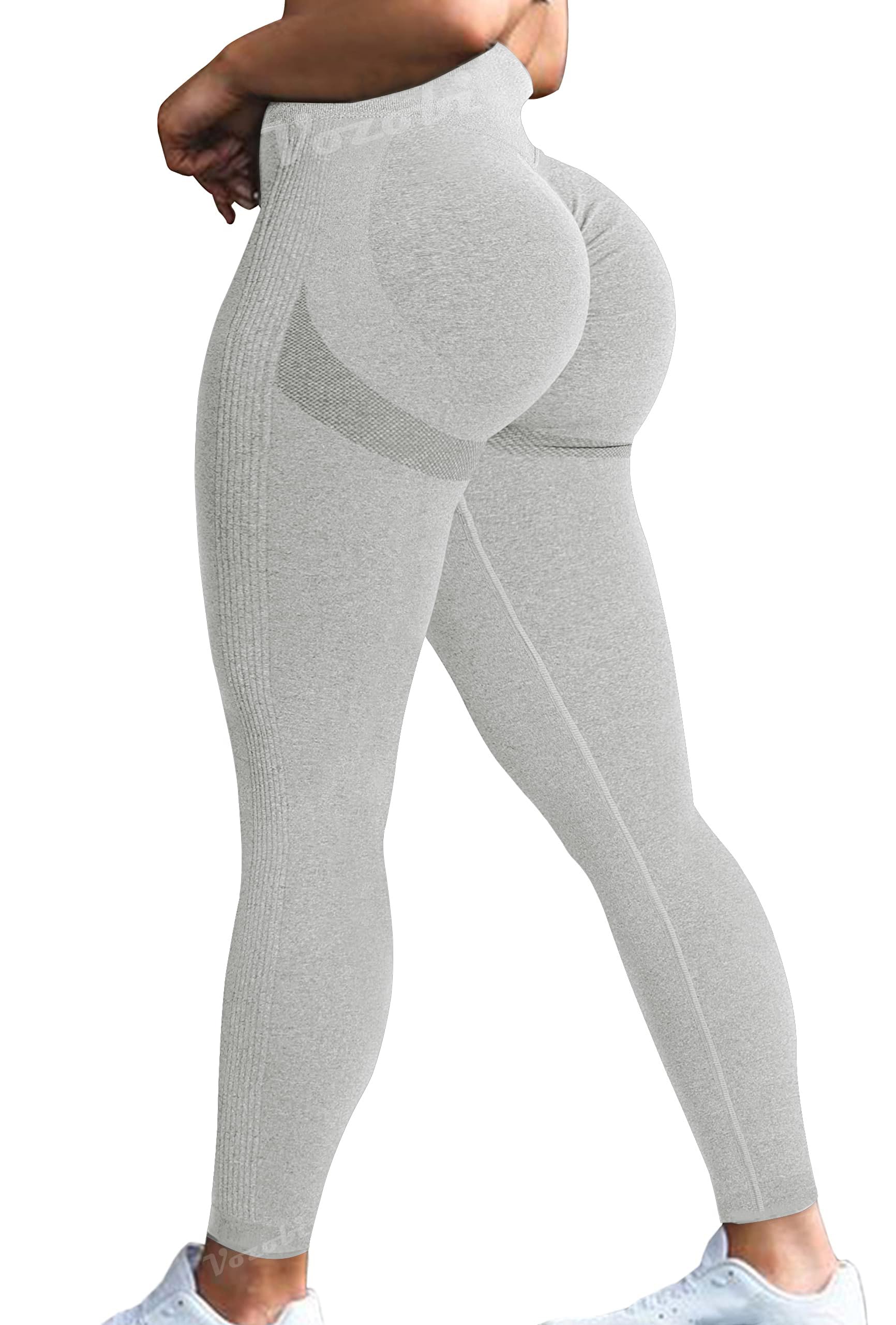 Vozobi Tiktok Trending Leggings Women's High Waist Smile Contour Booty Leggings Scrunch Butt Lift Workout Seamless Yoga Pants — view 85