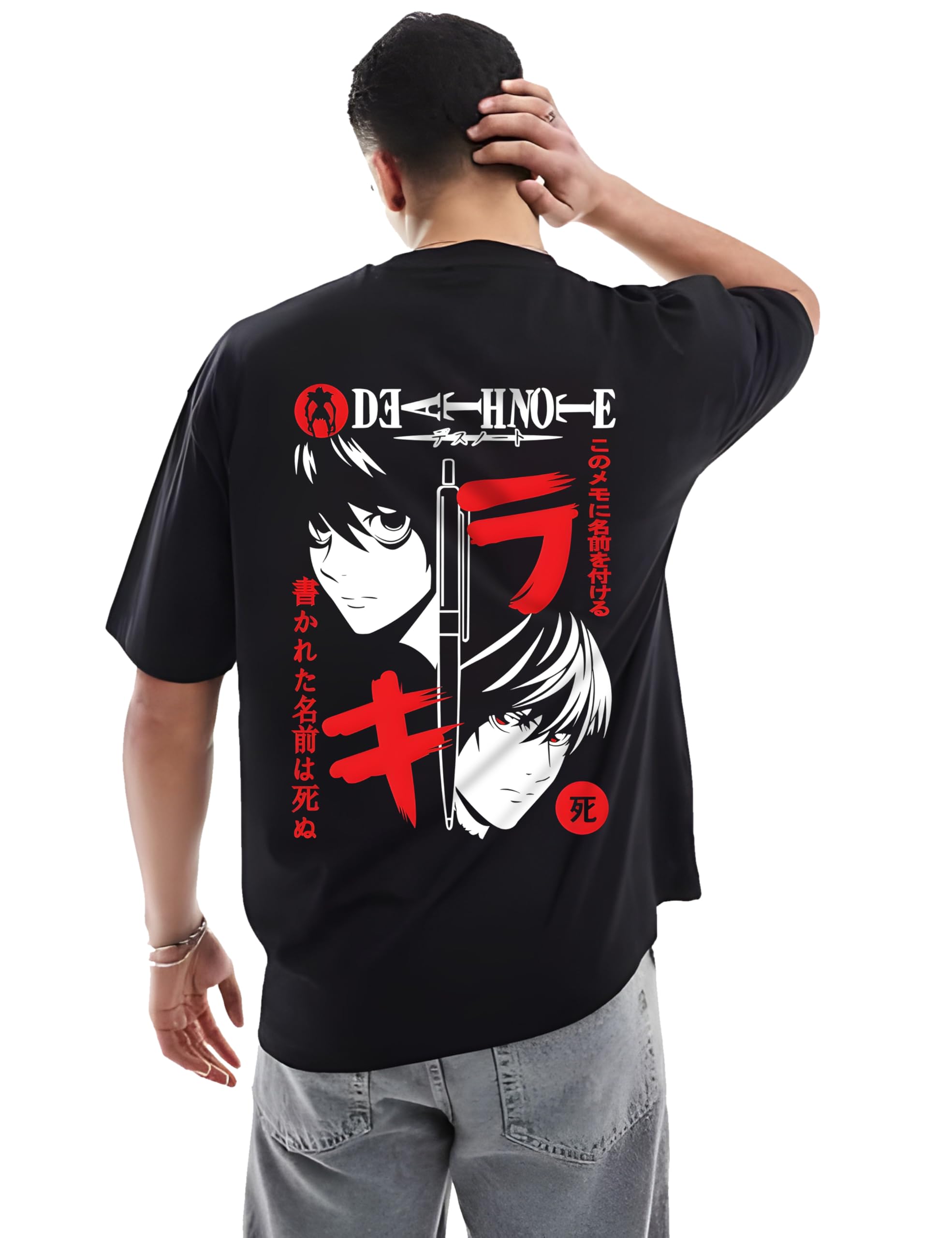ran eleven company Death Note Anime T-Shirt, Black Graphic Print, Japanese Manga Design-picture-12