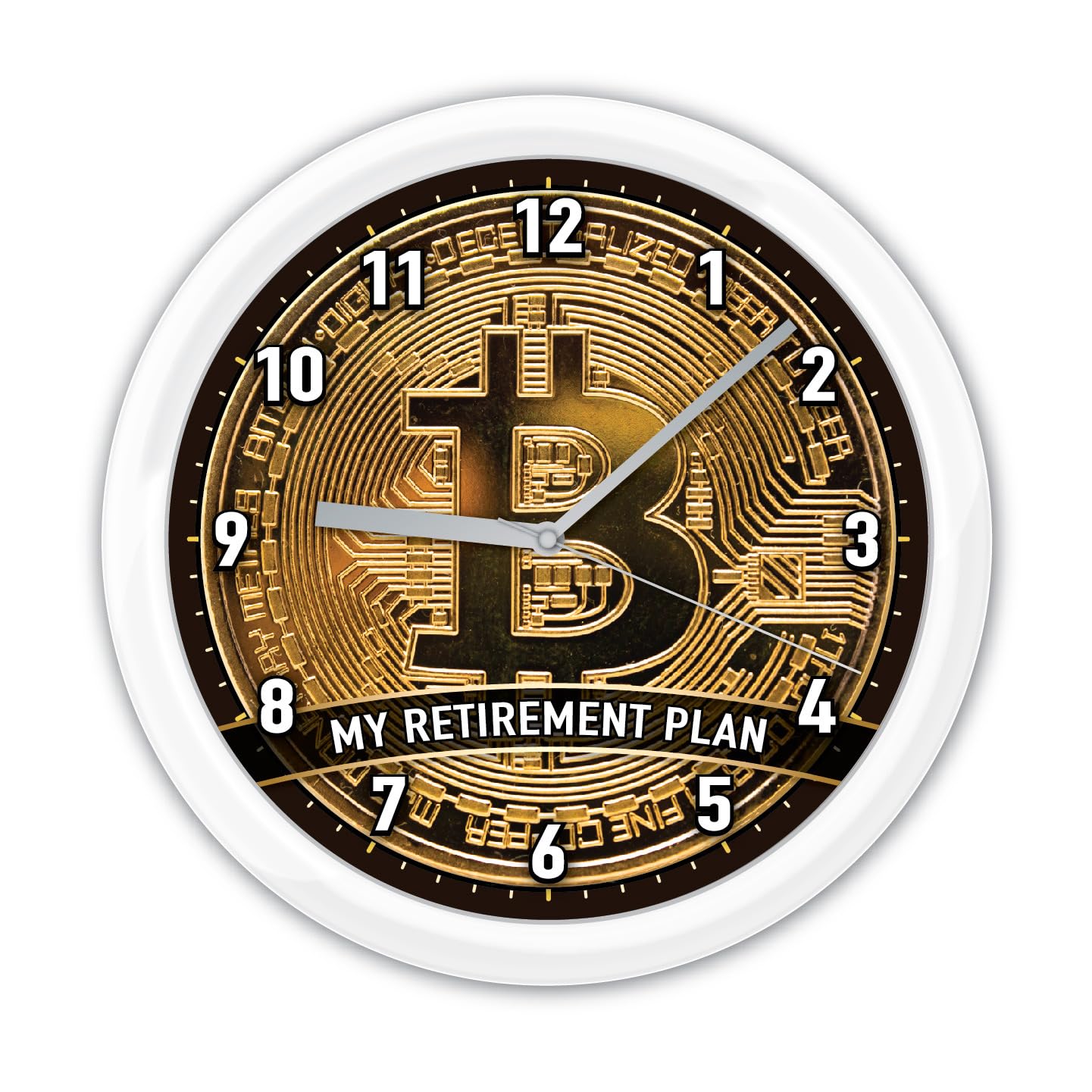 Amazon.com: Generic Retirement Bitcoin Wall Clock - BTC Crypto Investment  Gift, Decor, Black or White Frame Room : Home & Kitchen