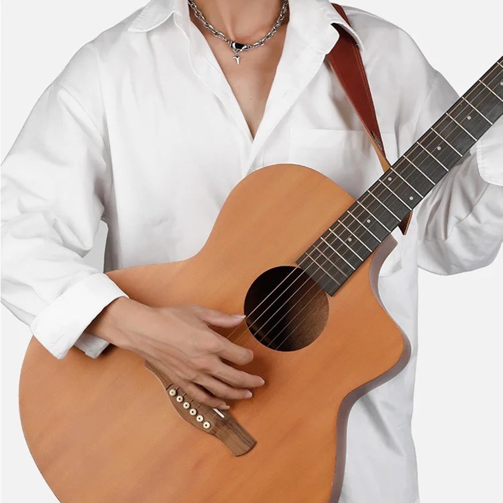 Correa de guitarra de piel sintética con diseño transpirable, hombro ancho de 52 mm, textura de poliuretano para tocar durante mucho tiempo. Correa de guitarra
