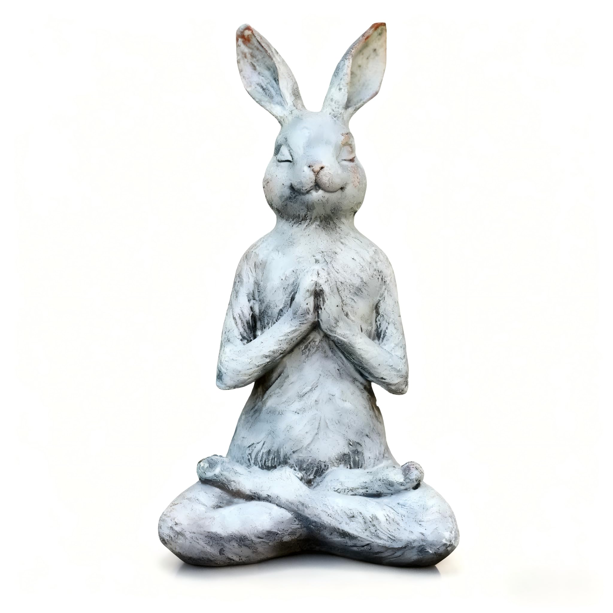 Dytartzx Zen Meditating Rabbit Statue – 12.6” Resin Yoga Bunny Sculpture, Peaceful Garden Decor for Patio, Lawn & Home, Mindful Zen Animal Figurine Gift