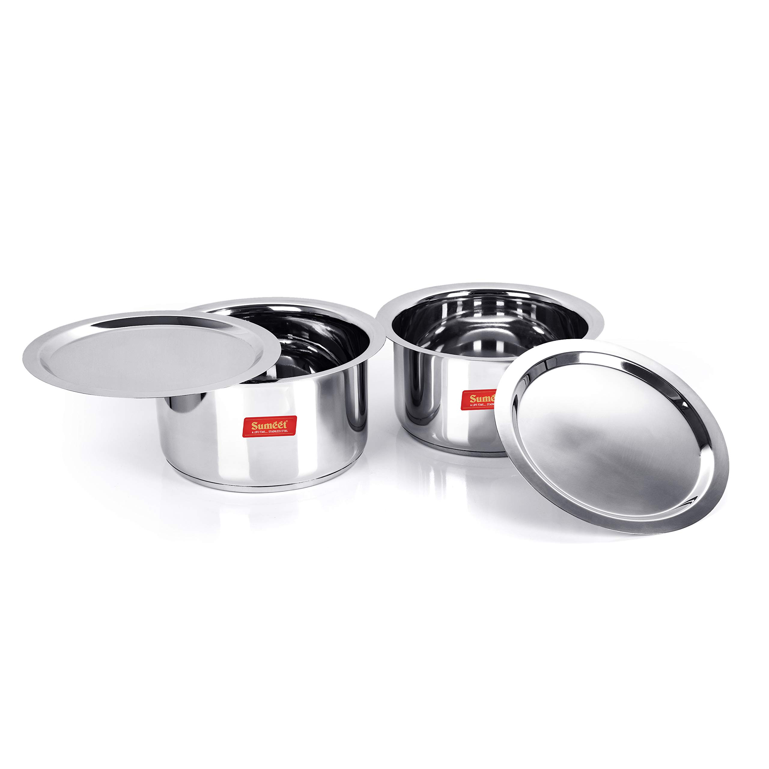 Sumeet Stainless Steel Cookware Set, 3.5 L, 4 L, 2 Piece (Silver, Mirror Finish, 3.5 & 4 Liters) 3