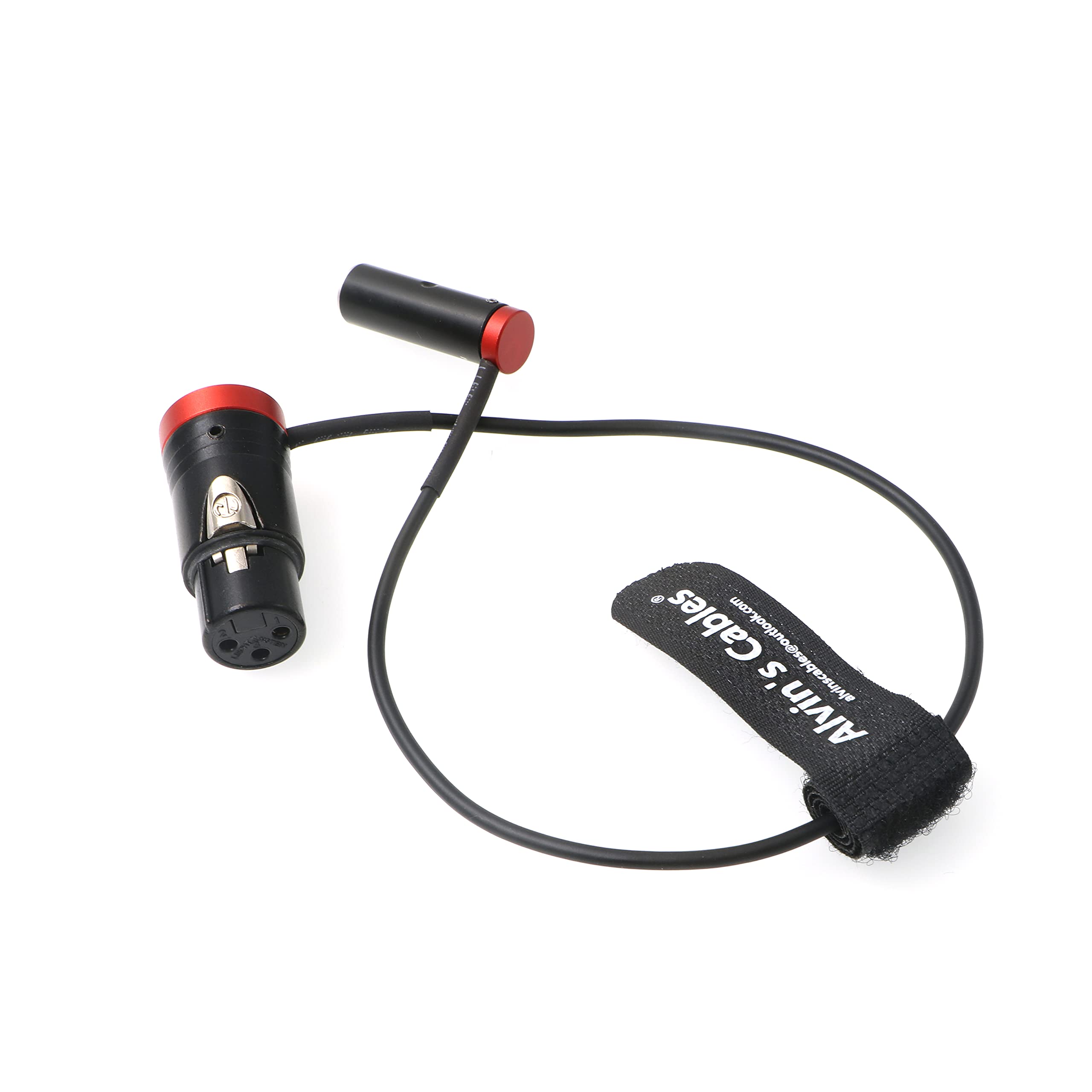 Alvin's Cables Low-Profile Câble Audio Mini-XLR Male à 3 Broches vers XLR Femelle Pleine Taille pour BMPCC 4K 6K Camera Video Assist Connecteur d'origine Rouge 36cm|14inch
