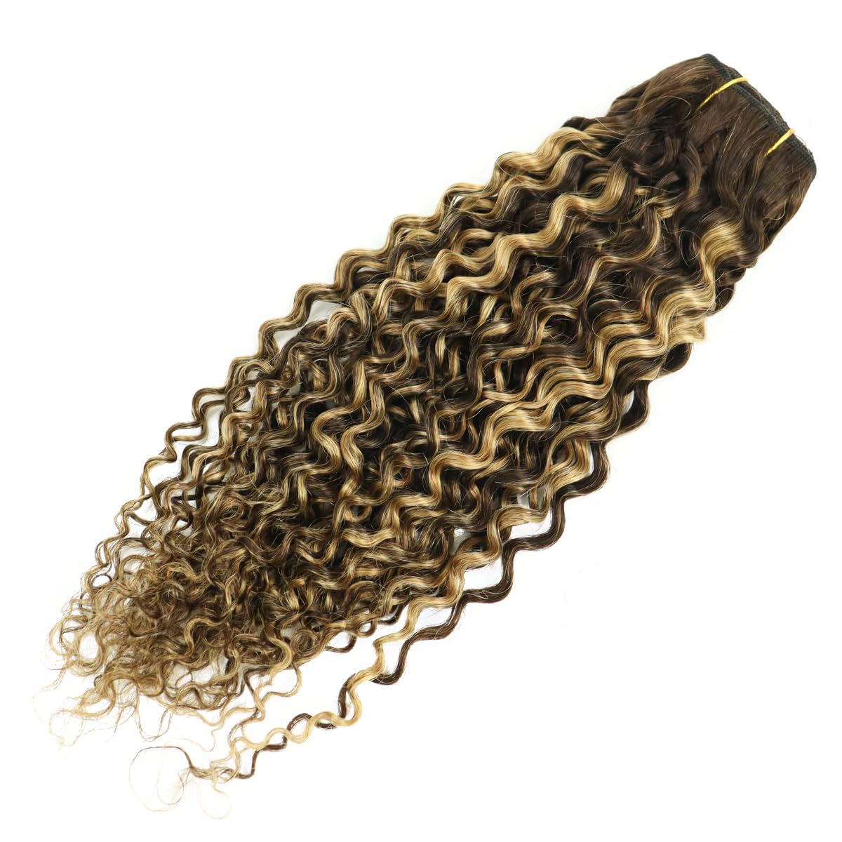 Hair Tissage Naturelle Blond Highlight Brun Curly Humain Cheveux Mèches Natural Wave 100% Remy Hair Extensions 100g/pc 16inch/40cm