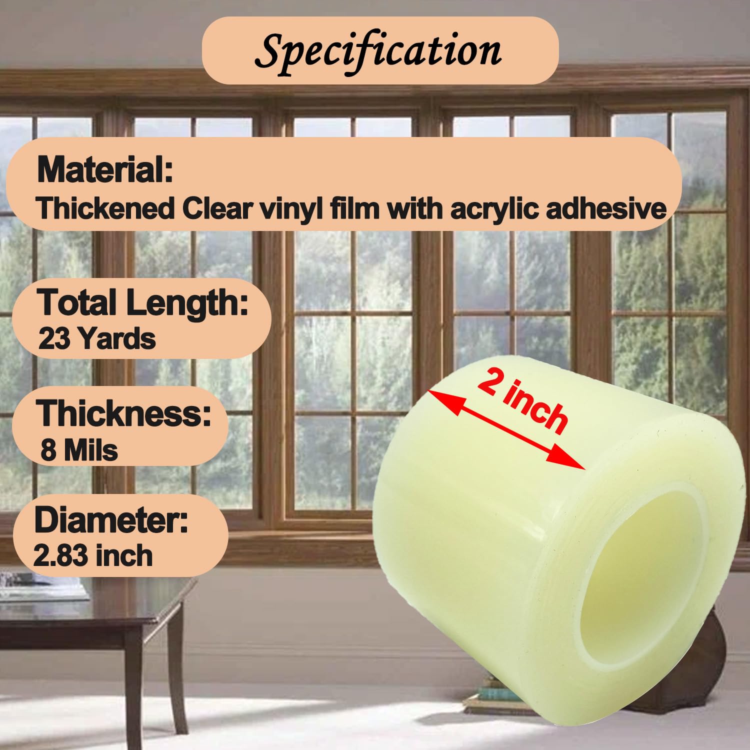 Clear Window Weather Sealing Tape - 2 Inch X 33 Ft, Draft Stopper, No Residue, Insulation Tape