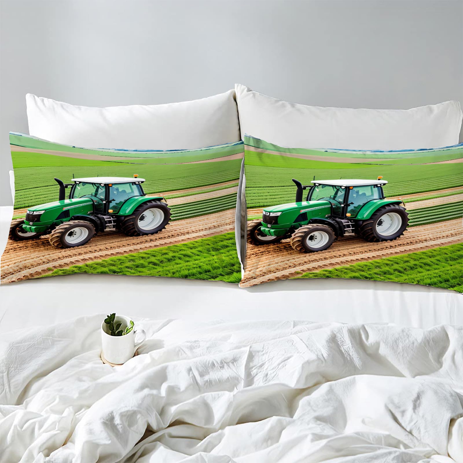3D Traktor Kinder Bettwäsche 220x240 Ländlich Weiche Microfaser Bettwäsche-Sets Bettbezug mit Reißverschluss und 2 Kissenbezug 80x80 cm