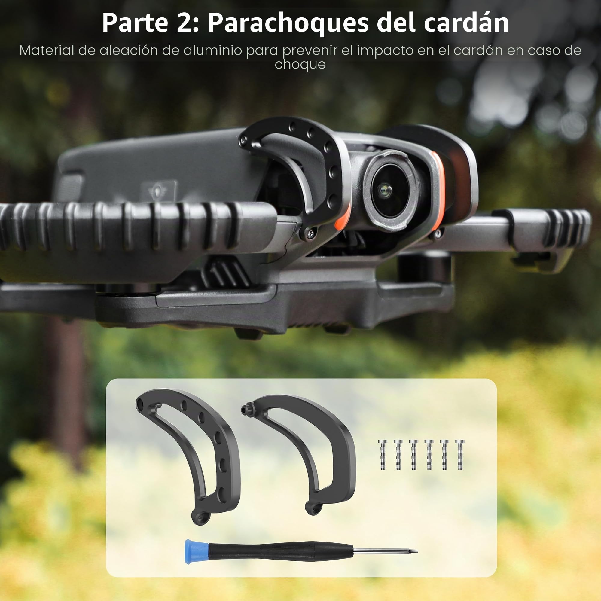 FPVtosky 3-IN-1 - Accesorios de protección para DJI Avata 2: Protección de hélice + protector de lente + cubierta de lente, Negro