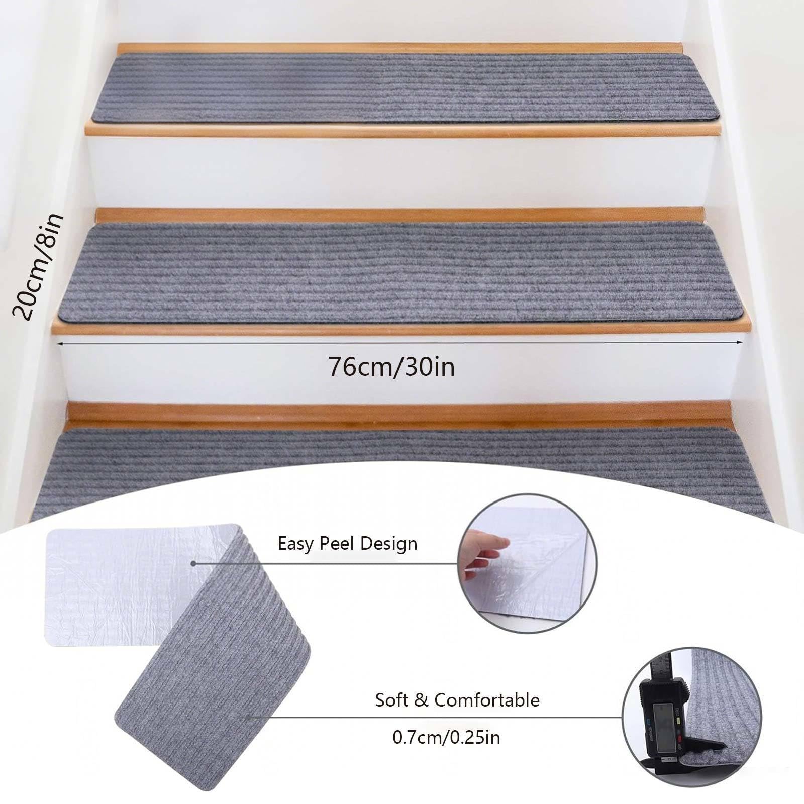 Lot de 15 bandes antidérapantes pour marches d'escalier - 20 x 76 cm - Auto-adhésif - Pour intérieur - Garage - Terrasses - Découpe aléatoire - Tapis antidérapant pour plus de sécurité
