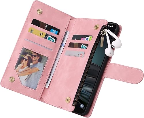 Miniatura 4 de LBYZCASE Funda para TCL 30XL  2022  Funda con tarjetero bloqueo RFID, funda magnética de lujo duradera de cuero con cremallera, bolsillo con