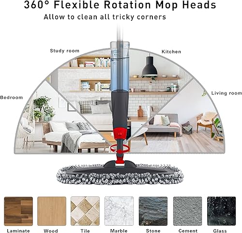 Miniatura 5 de Trapeador de suelo en aerosol de 531in fregona para limpieza de suelos de 254fl oz botella de pulverización de microfibra para limpieza de suelos de