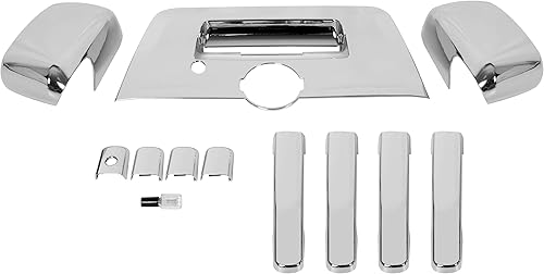 Miniatura 6 de ECOTRIC Espejo cromado triple + manija de 4 puertas + cubierta completa para portón trasero compatible con Nissan Frontier 2013-2019
