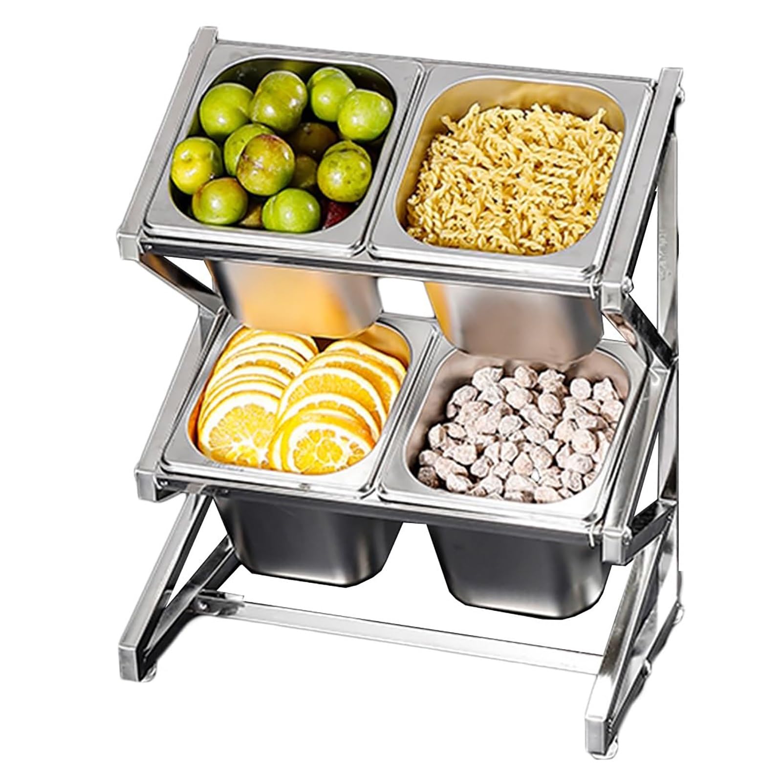 GTHTUHFD Adjustable Stainless Steel Spice Rack 3-Tier Kitchen Shelf For Countertop/Buffet Extendable 36-61Cm Ideal For Spices/Sauces/Fruits Storage.,A