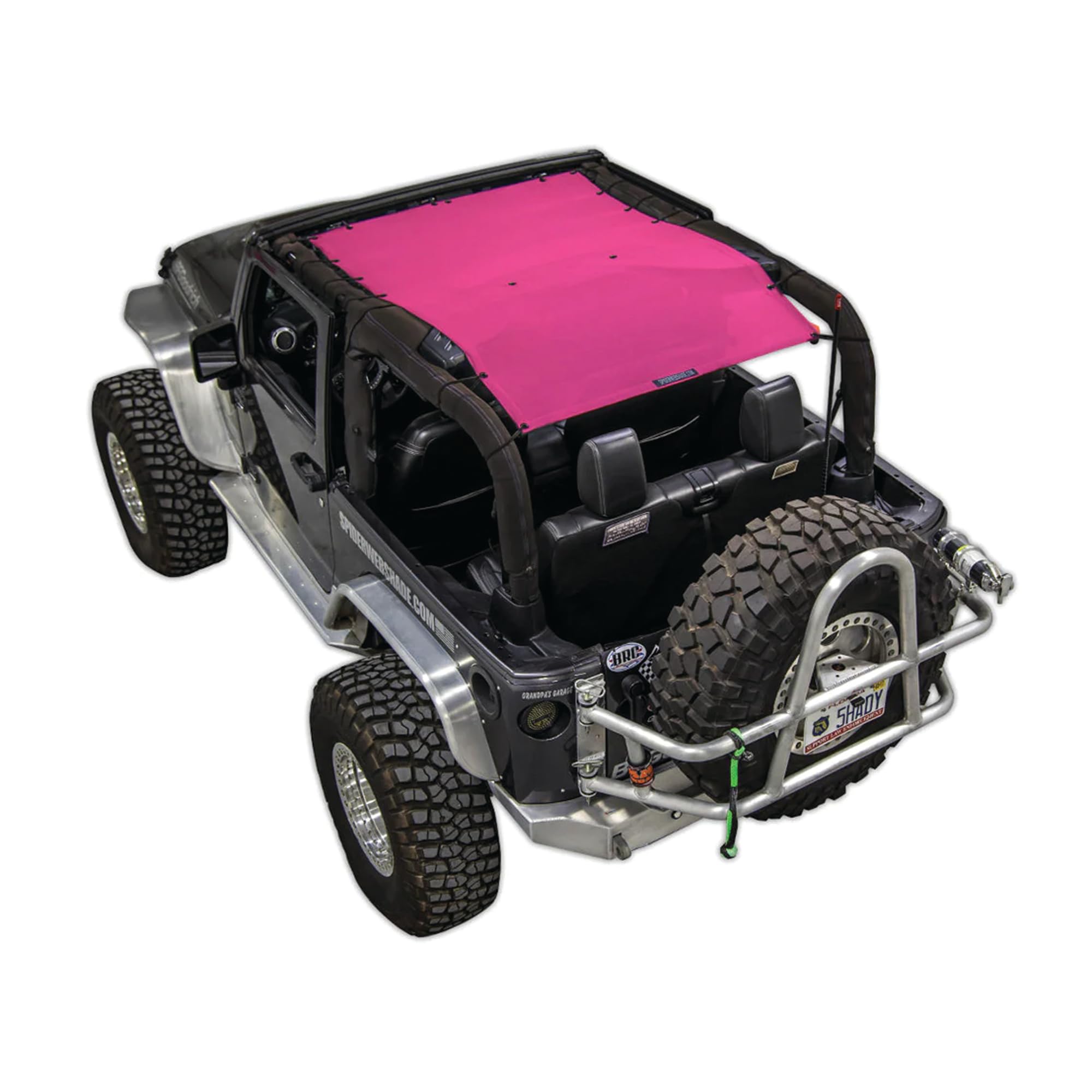 Spiderwebshade mesh Sun Shade top Compatible with Jeep Wrangler jk 2 Door 2007 Until 2018 All Trims Made in The USA Vehicle Accessory in Pink