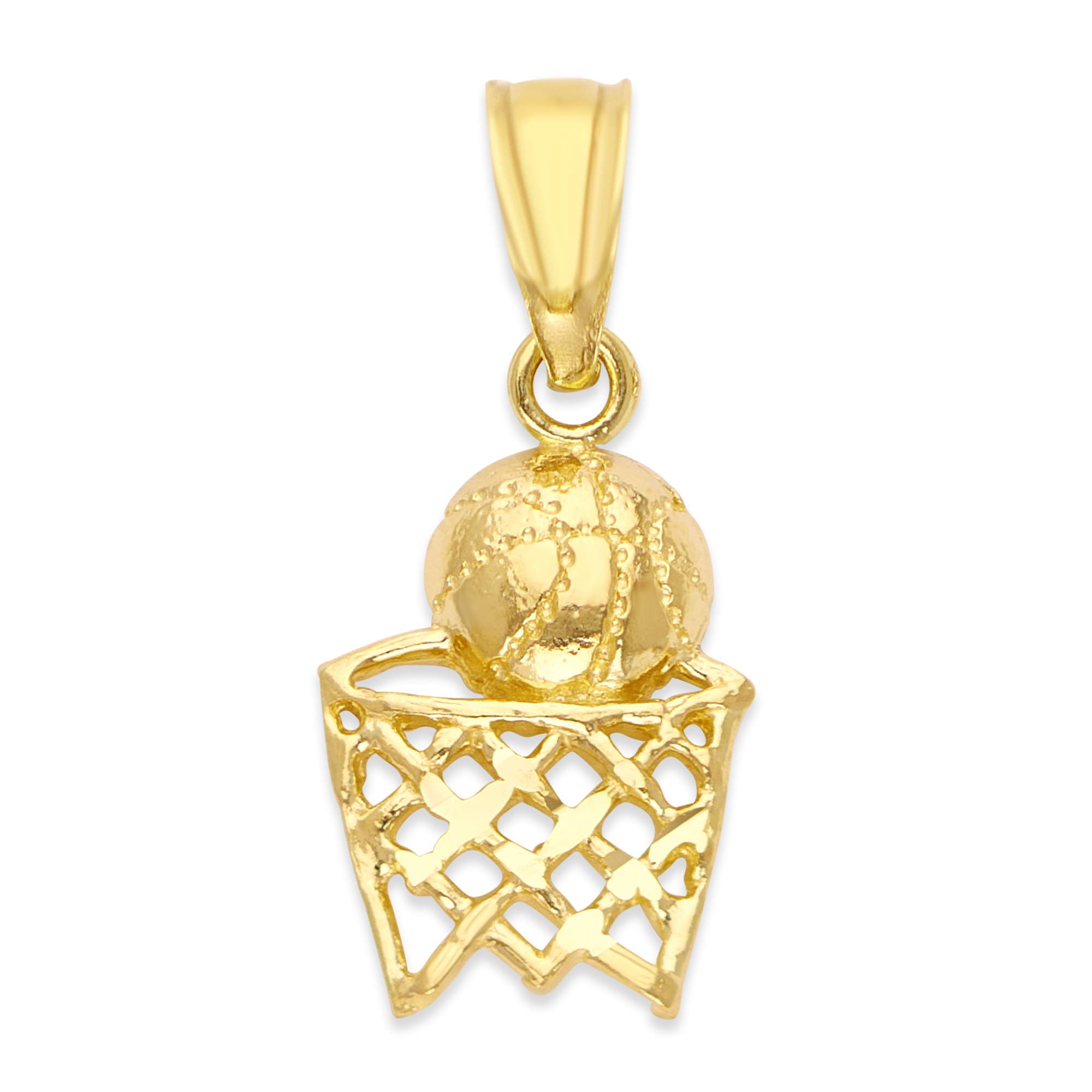 Ice on Fire Jewelry10k Real Solid Gold Basketball Pendant for Necklace, Sports Gifts for Him