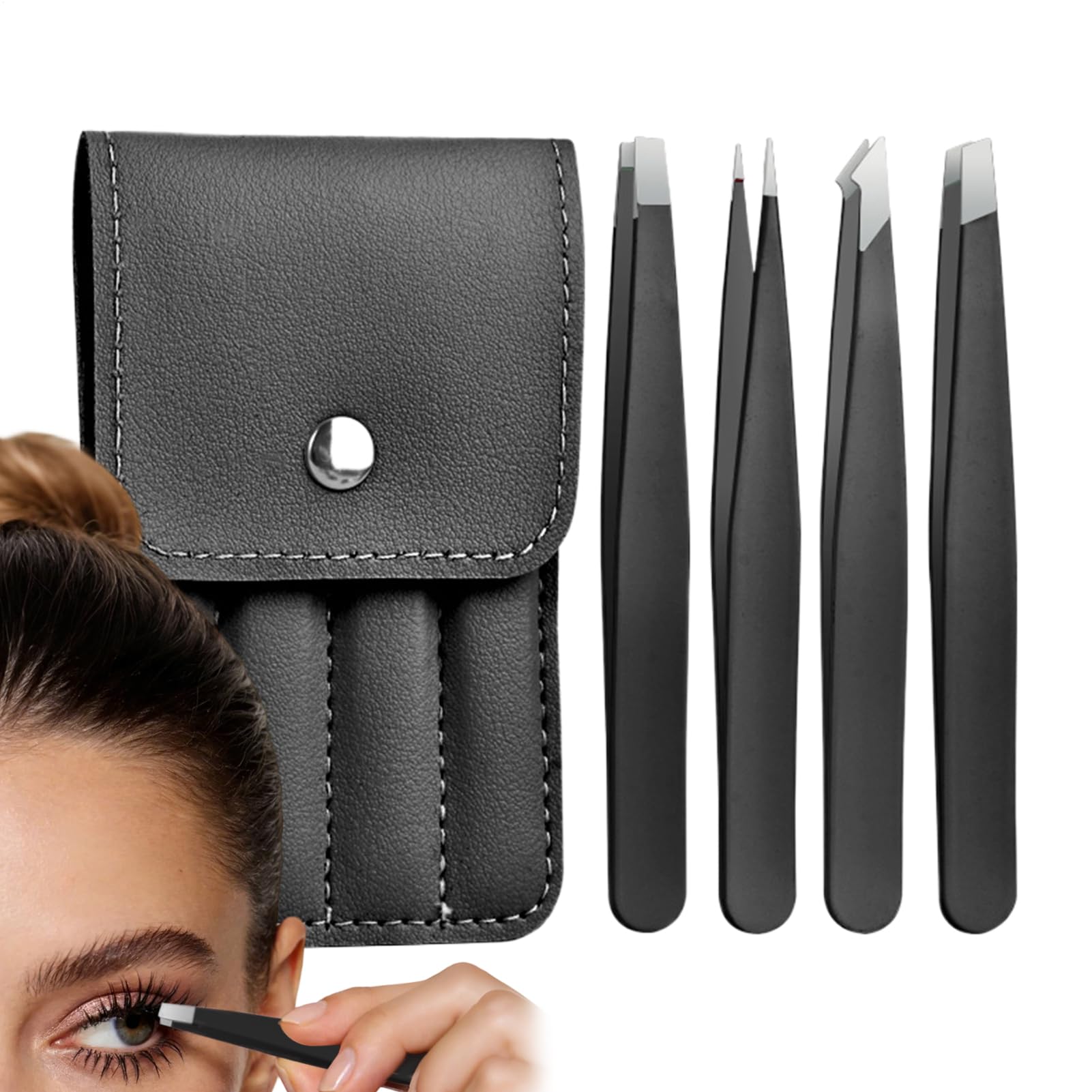 Pinzas de extensión de pestañas y aplicador puntiagudo oblicuo para vello facial