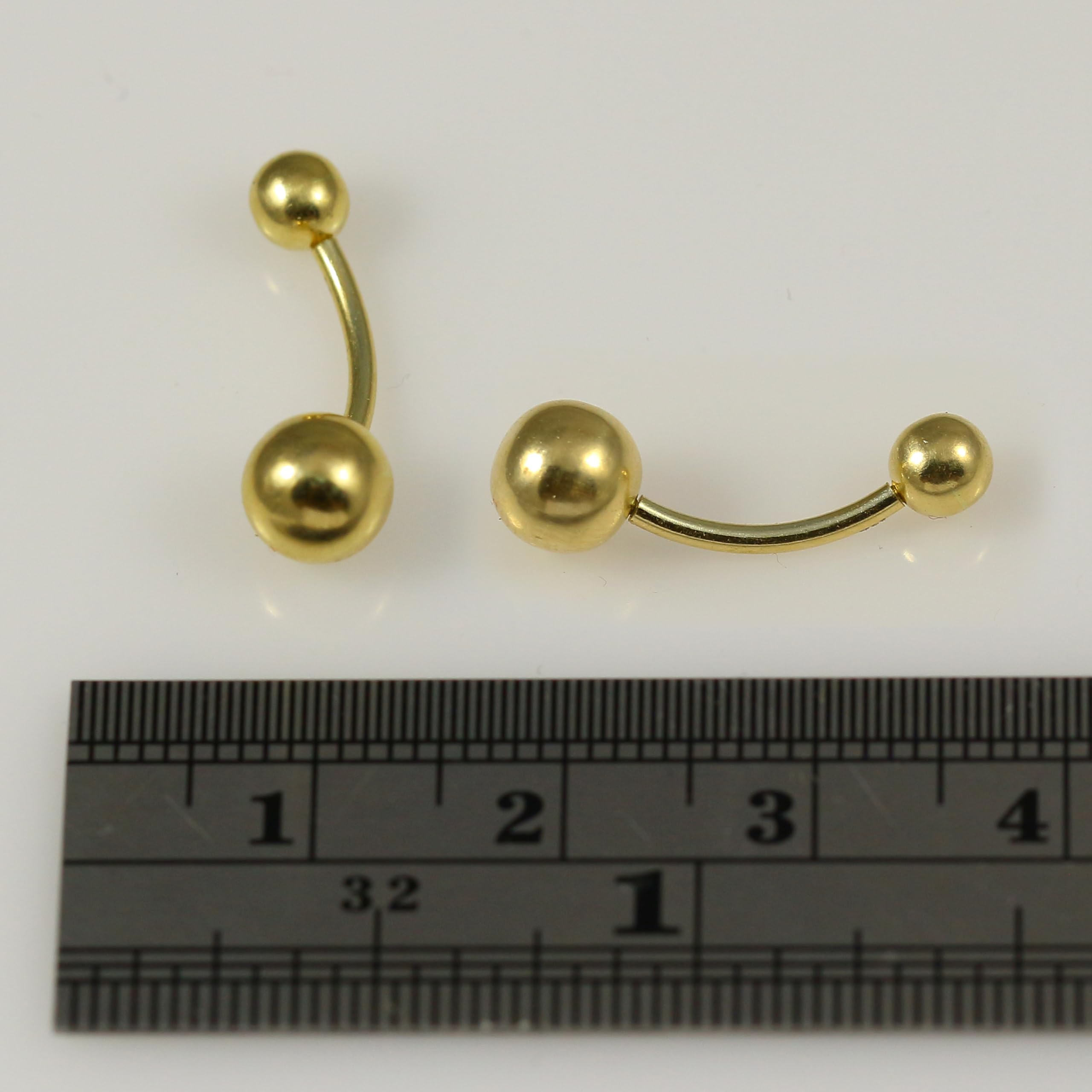 Piercing para ombligo de oro amarillo macizo de 14 quilates con rosca interna de bola lisa - Joyería para ombligo - Joyería para el ombligo - Piercing curvo de oro para ombligo