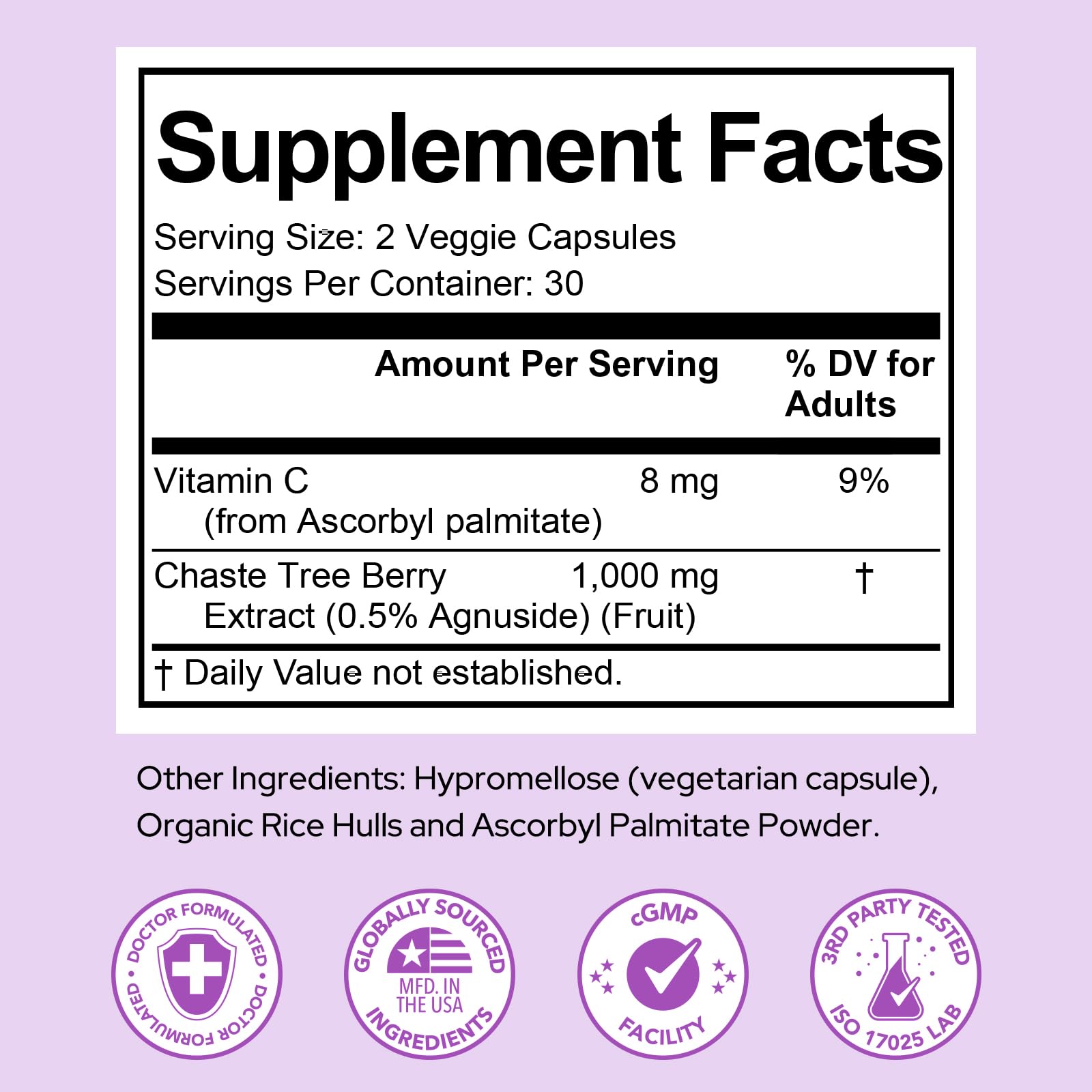 Premom Vitex Chasteberry Supplement for Women, 1,000mg Per Serving, Vegan — Amazon image 3