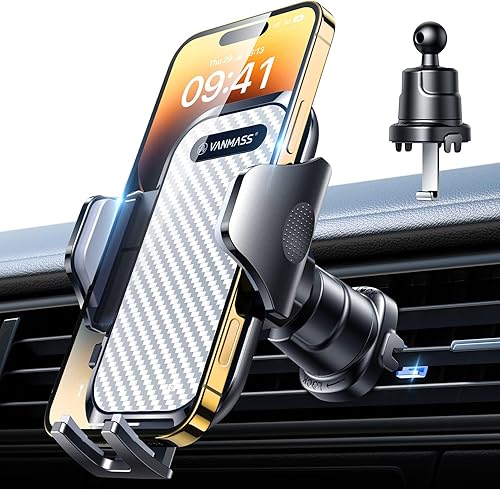 VANMASS - Soporte de teléfono para ventilación de automóvil gancho de acero Clip de ventilación de aire más resistente a prueba de golpes, soporte