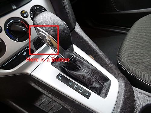 Miniatura 4 de Funda para pomo de caja de cambios, en piel auténtica, color negro, para Ford Focus, Kuga, Escape automático, Negro Cuero Rojo Thread