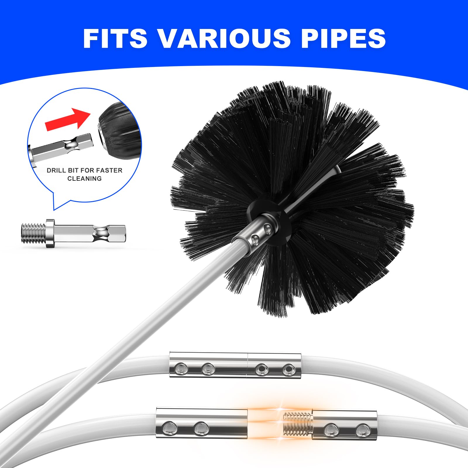 PetOde Kit de limpiador de ventilación de secadora de 42 pies, herramientas
