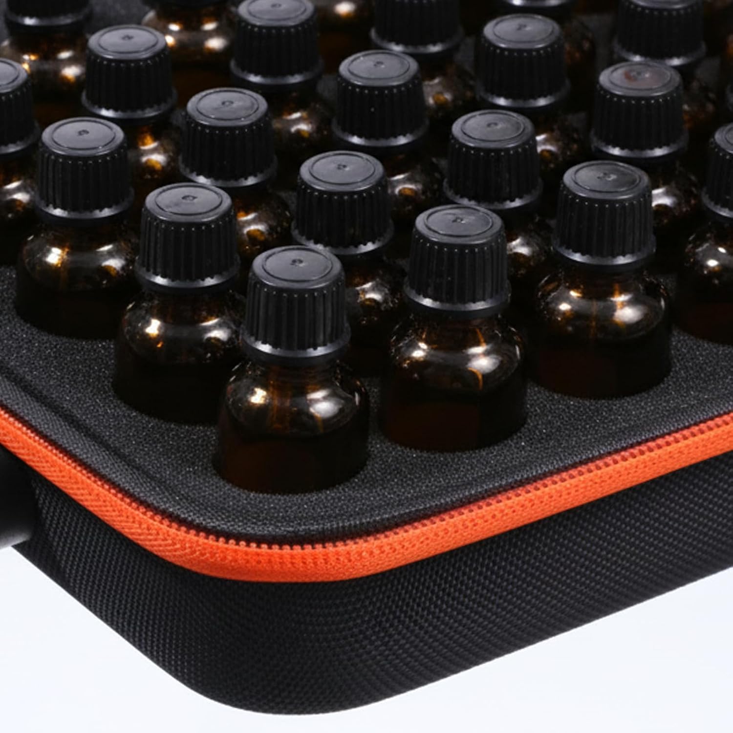 Professional Miniature Carrying Case with Foam Insert, 60 Bottles Paint Storage Containers Organizer for Alcohol Ink & Modeling Paints (Black/Orange)