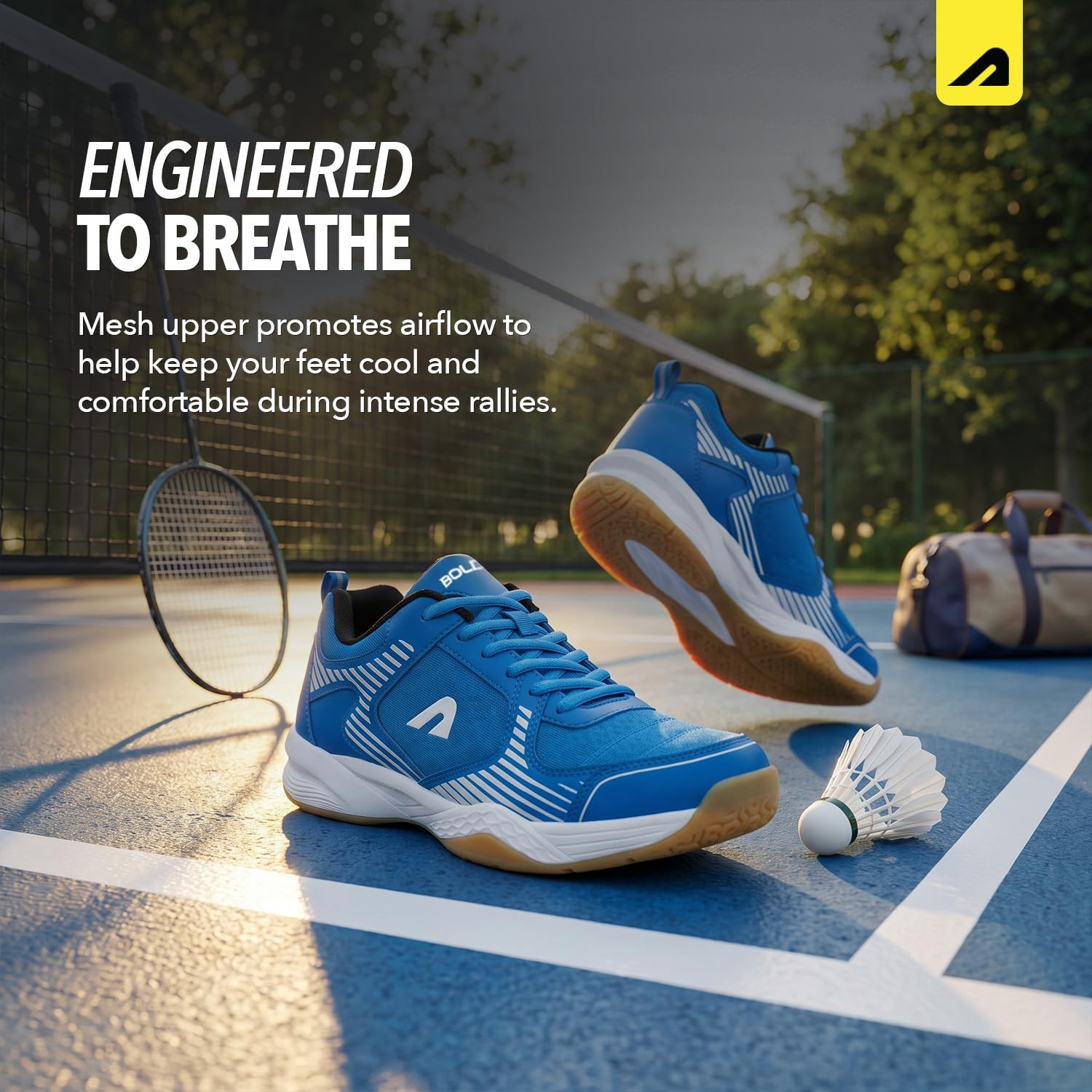 Boldfit Badminton Shoes for Man Lightweight Non Marking Shoes for Badminton Breathable Anti Skid Shoe for Man Shuttle Non Marking Indoor Shoe for Pickleball, Tennis, Padel Blue 2
