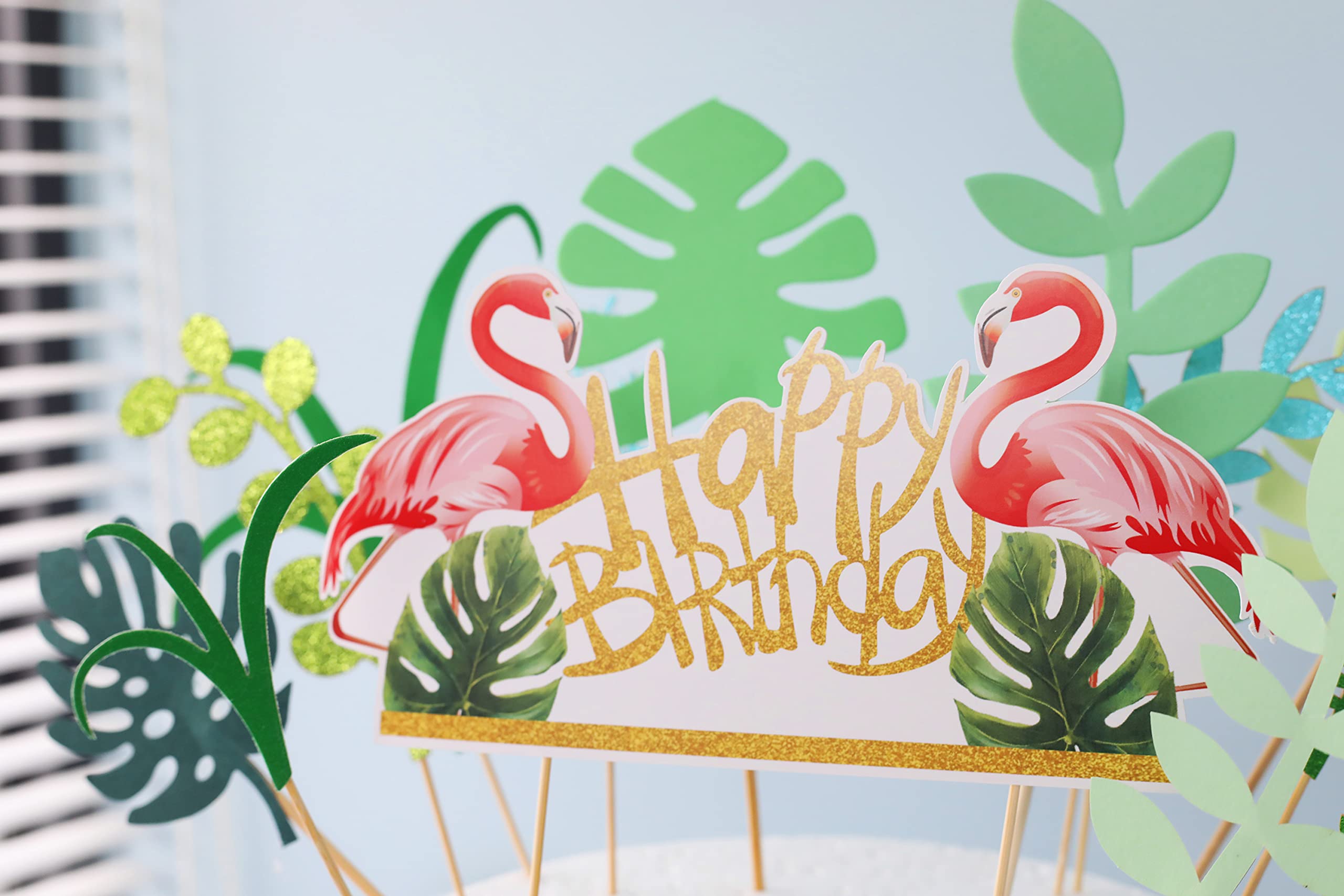 Happy Birthday Flamingo & Ananas Cake Topper Set – 18-teilig, Tropische Deko Für Kuchen & Cupcakes
