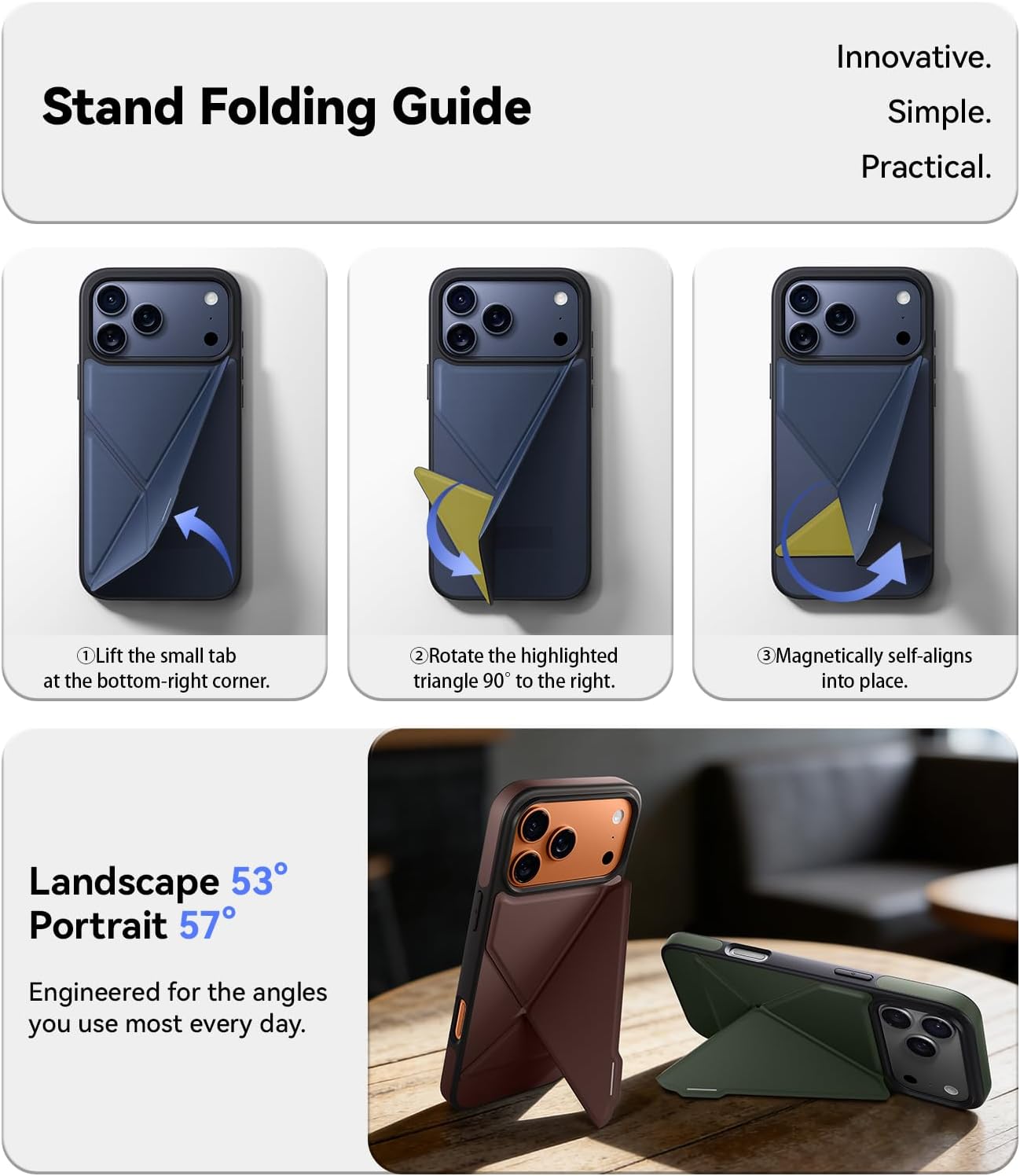 X Fold Stand for iPhone 17 Pro Case Compatible with MagSafe [Nano TechWoven] [16FT Military Grade Protection] Shockproof Anti-Slip, Slim for 17 Pro Case with Stand 6.3" - Blue