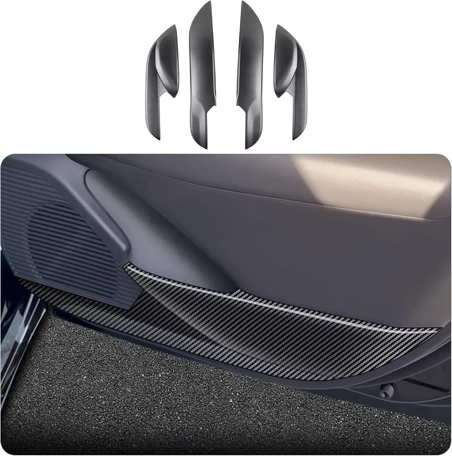 Car Accessories Fit for Toyota New Prius 2023 2024 2025 2026 Front and Rear Door Anti-Kick Panel Cover Trim (Carbon Fiber Style) 4PCS ABS