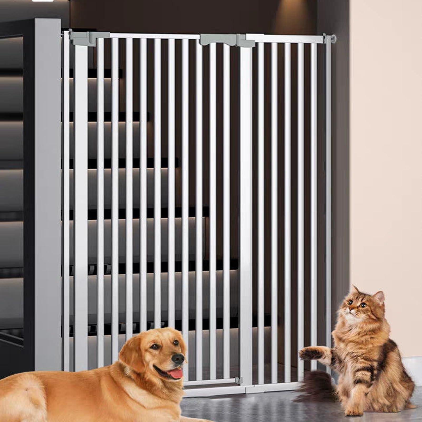 Extra-Tall Cat Door, Self-Closing Pet Door, No Drilling Required, Suitable For Large Pets And Cats, Ideal For Indoor Use, Doorways, And Stairwells(H 130cm,76-83cm/29.9-32.7in)