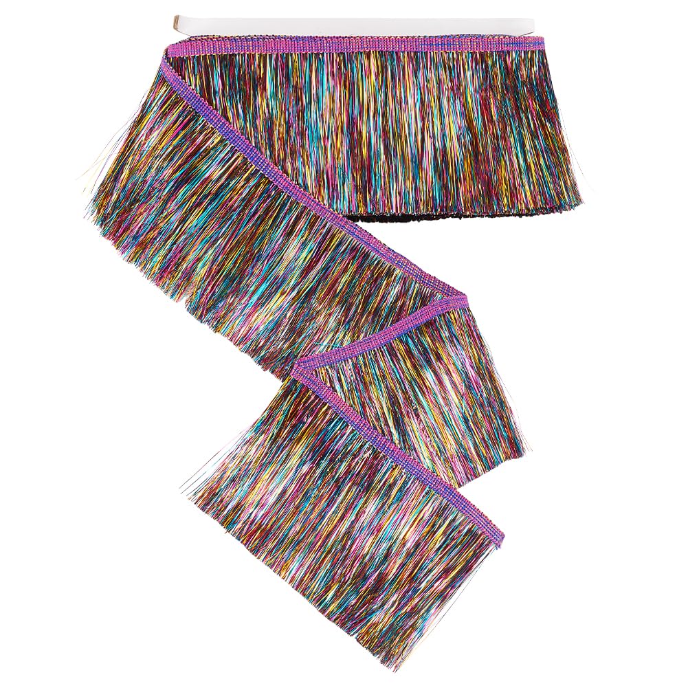 FINGERINSPIRE Lametta Fransenbesatz 10m - Glänzender Quastenbesatz Für Tanzkleider