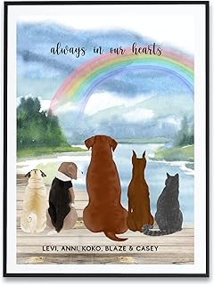 Personalised Rainbow Bridge Pet Portrait, Pet Sympathy, Cat in Memory Keepsake, Custom Dog Print, Memorial Gift, Cat Loss Gift, Memorial Dog Gift, Dog Loss