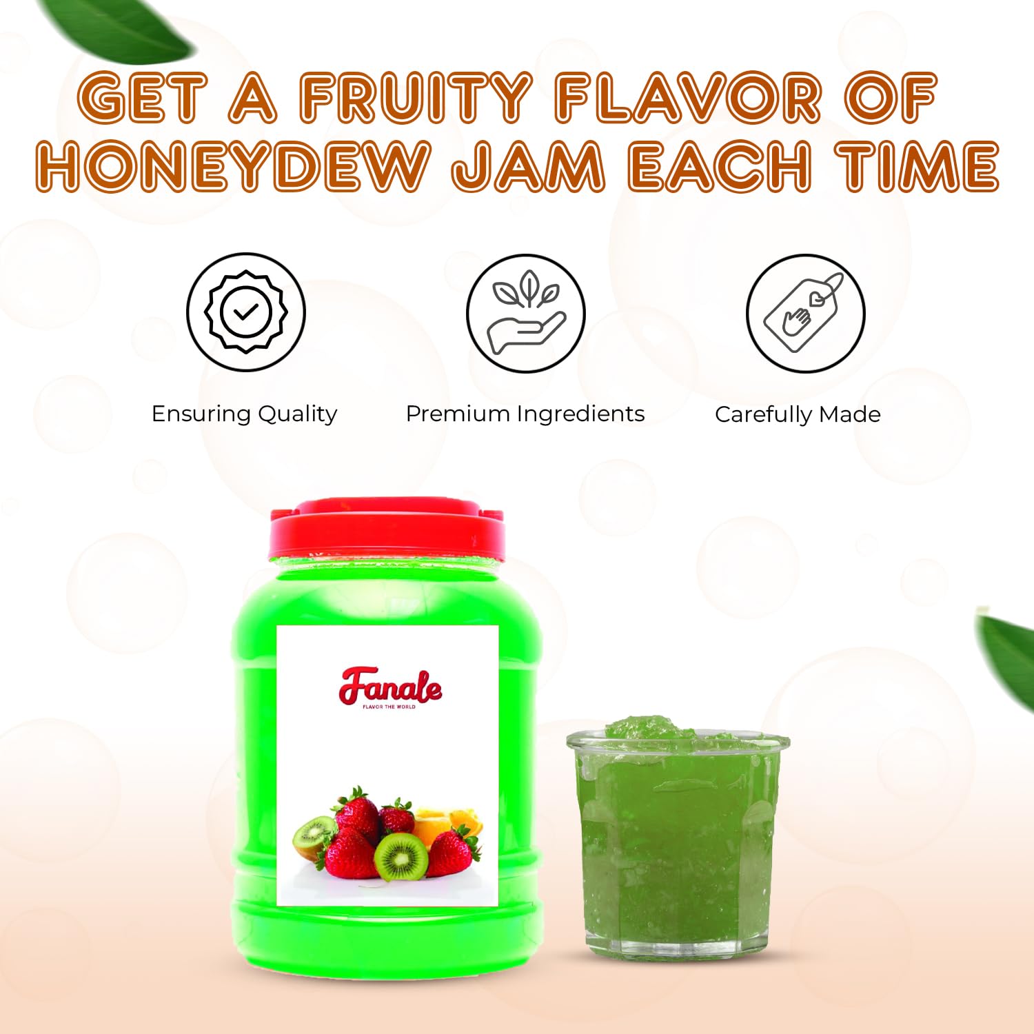 Fanale Premium Flavoring Jam for Bubble Tea | Honeydew Flavor Fruit Jam | for Boba Tea, Smoothie Paste, Slushes, Desserts | 9 pound | JAM005