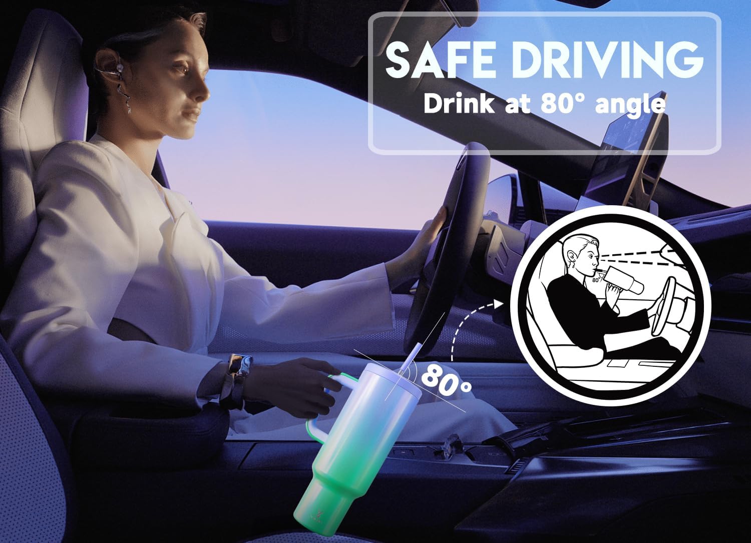 Meoky 50 oz Tumbler with Handle, Tumbler with Lid and Straw, Insulated Stainless Steel Travel Mug, 100% Leak-proof, Keeps Cold for 36 Hours or Hot for 12 Hours (Fairyland) - Image 6