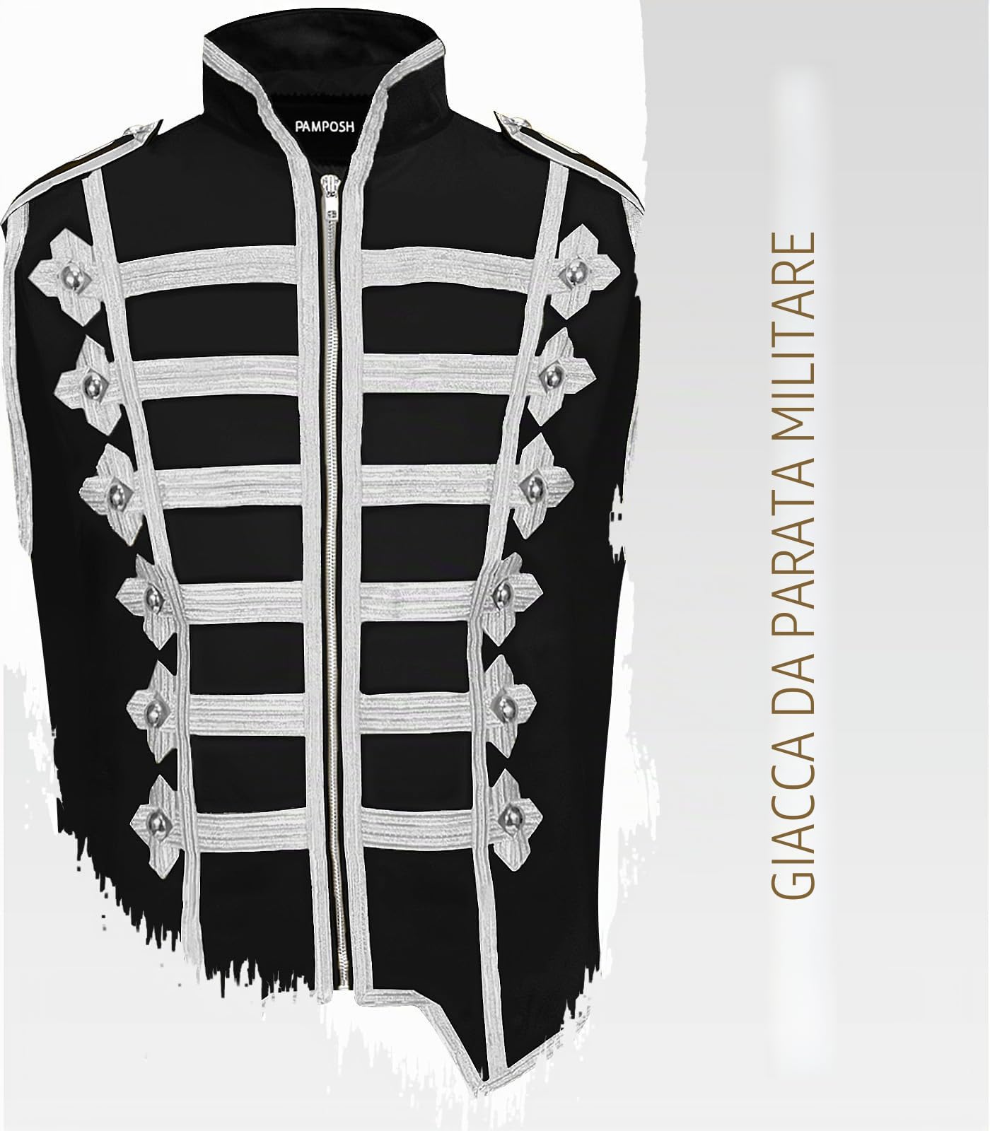 Pamposh Donne Steampunk Hussar Militare Drummer Giacche Parata Senza Maniche - Emo Punk Donne Gilet - Abbigliamento Gotico Napoleone - Giacche Da Marcia