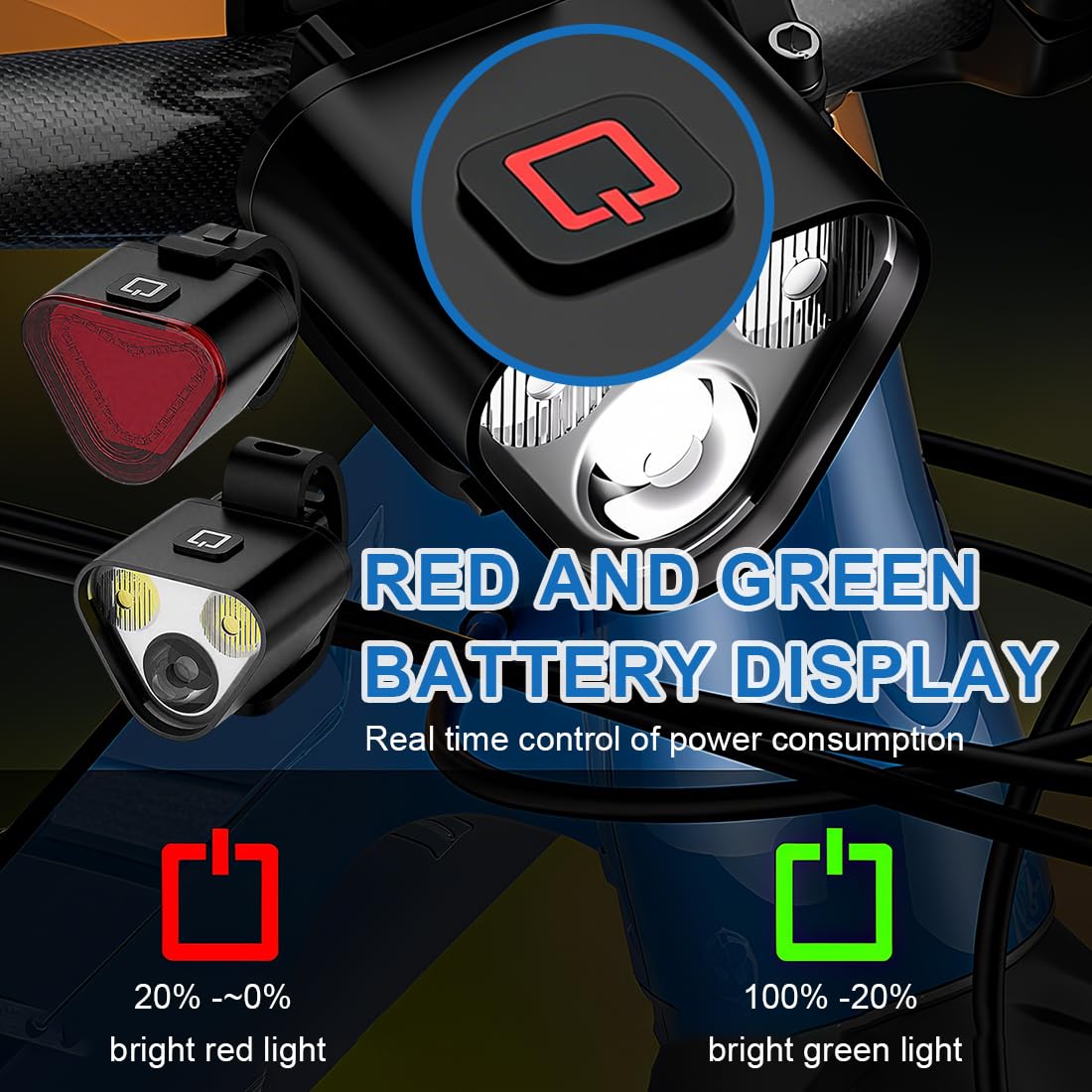 2 Pièces Luz Delantera y Trasera de Bicicleta, Luz Bici Potente LED, Impermeable, Recargable USB-C, Fácil de Instalar, Lámpara Led de Advertencia Seguridad para Casco, Patinete, Bike