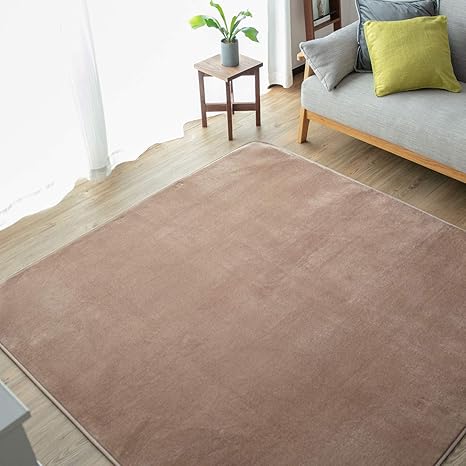 Amazon Co Jp Amazon限定ブランド リプラクオール 洗える フランネル ラグ 約135 185cm ムジ柄 モカ Rp001 135matmo ホーム キッチン