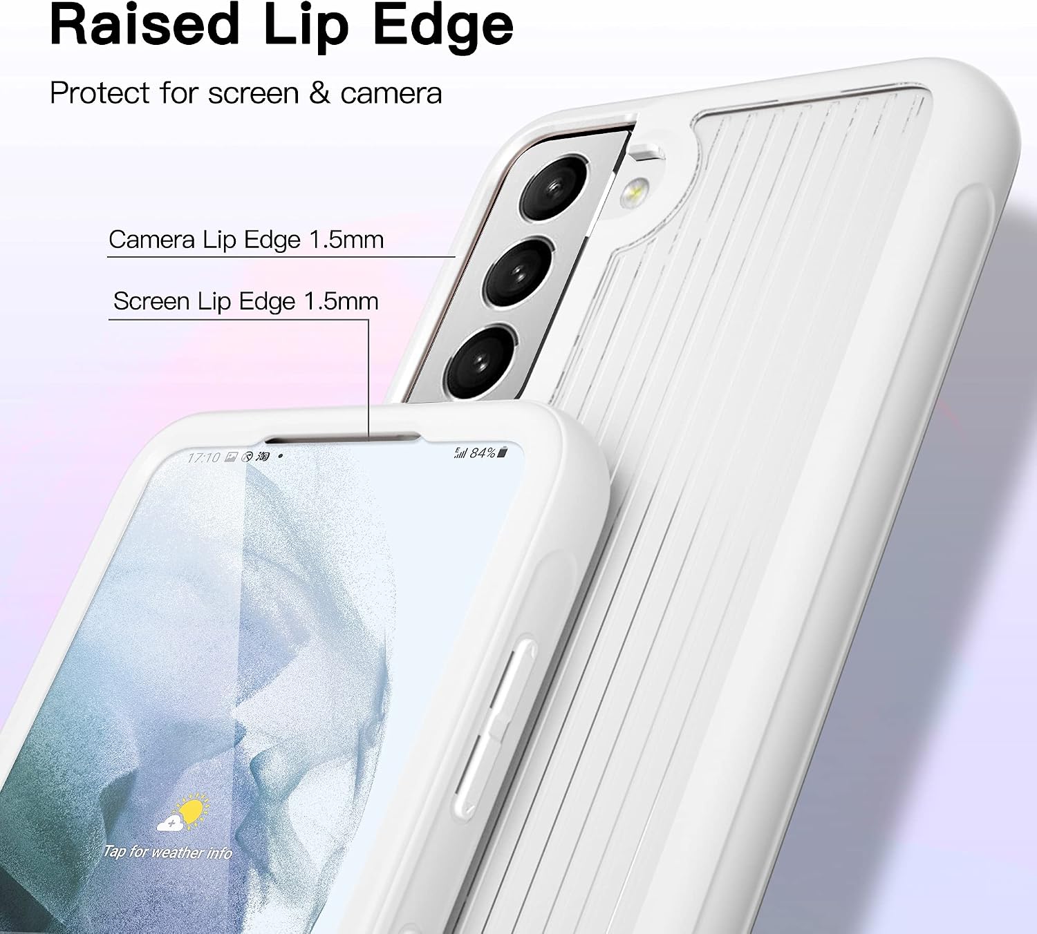 pzoz S21 Case with Screen Protector, Compatible for Samsung Galaxy S21 5G [NOT S21 Plus & S21 Ultra], Hard PC Frame & Shockproof TPU Bumper & Hard Clear Back, Full-Body Dual Layer Rugged Cover (White)