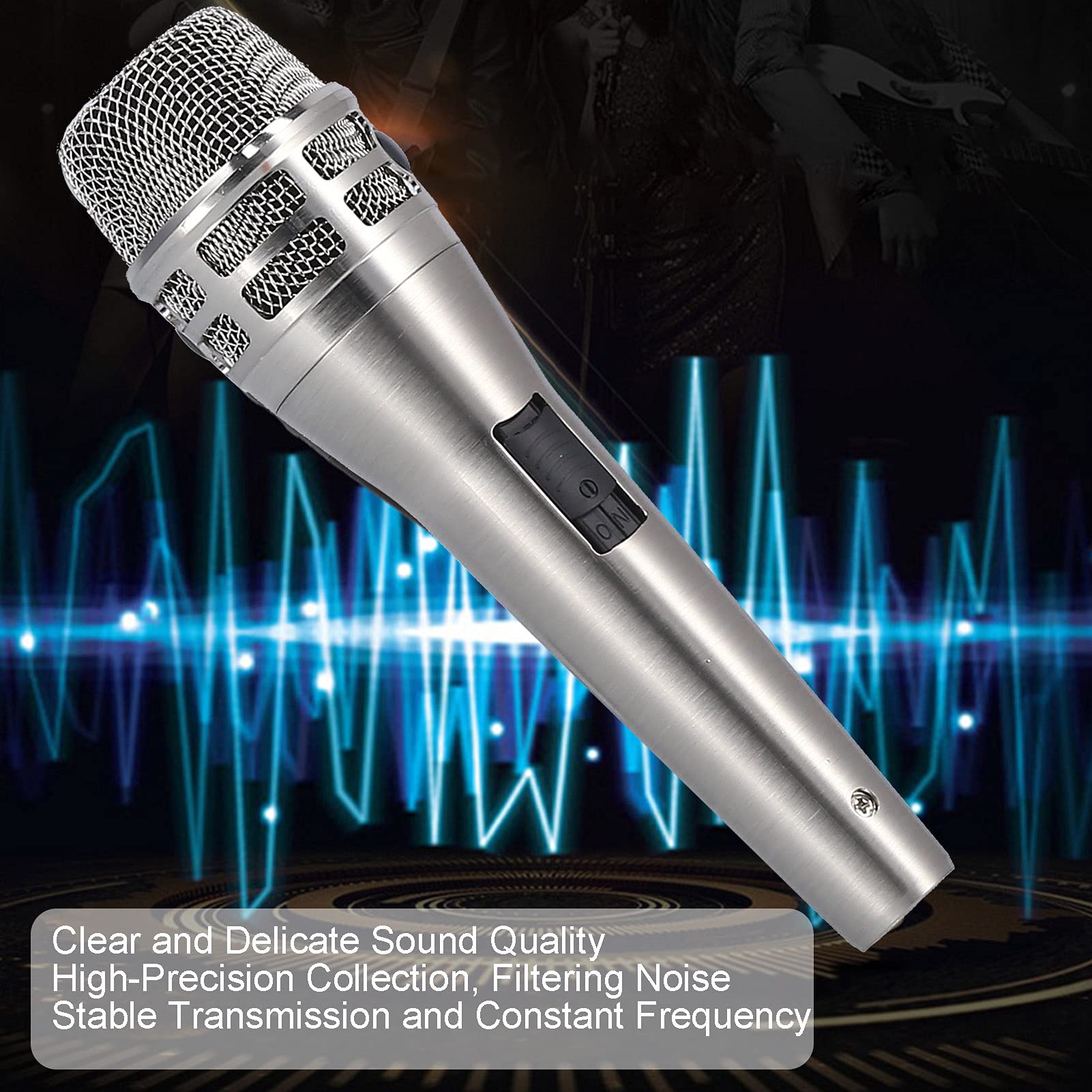 OKAT Micrófono para Cantar, micrófono dinámico, Estable, Claro, Conveniente para el Escenario para el Habla(Plata)